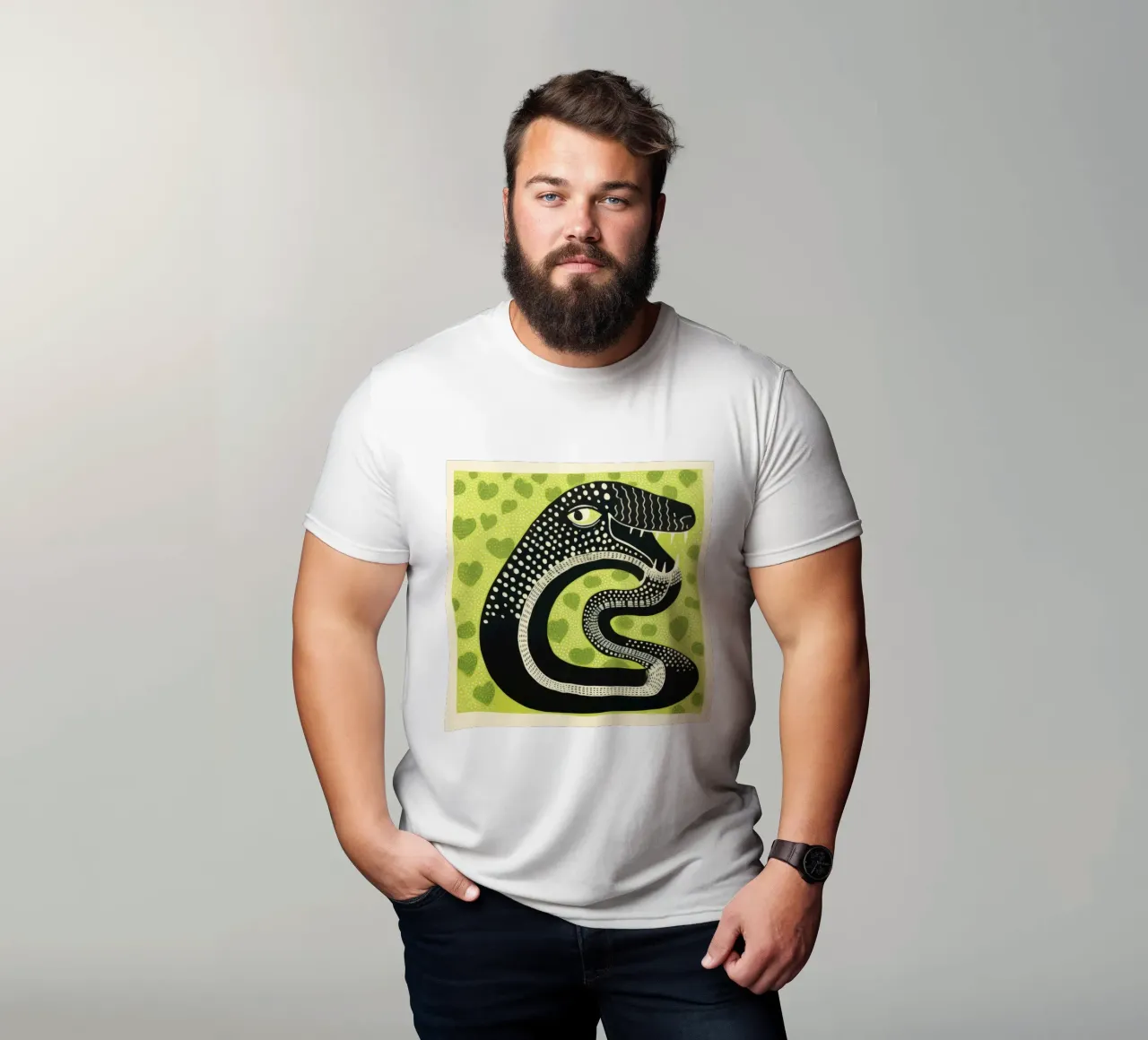 Green Cobra t-shirt by Minimal Animal Art