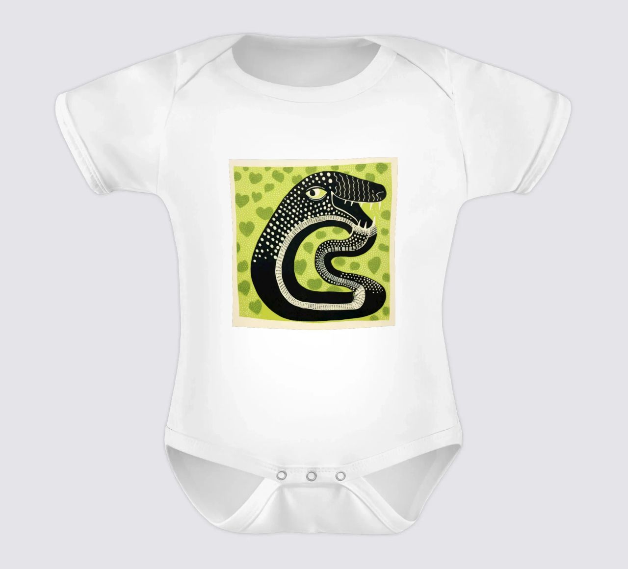 Cobra verde 1 body neonato maniche corte da Minimal Animal Art