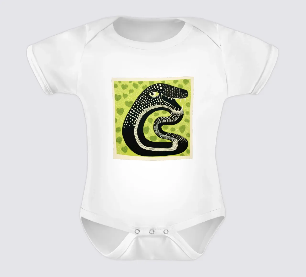 Cobra verde 1 body neonato maniche corte da Minimal Animal Art