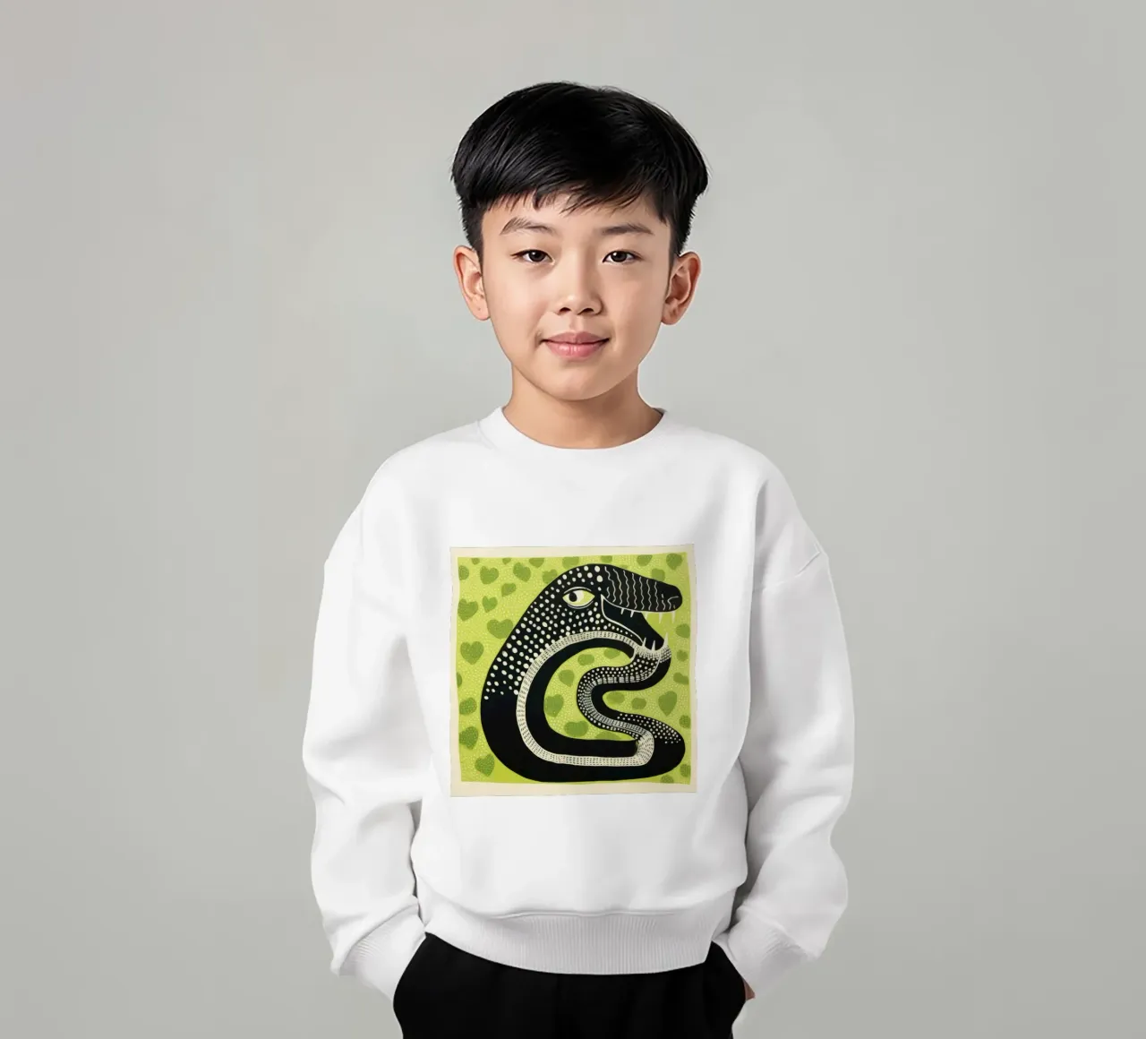 Grüne Kobra 1 Kinder Sweatshirt von Minimal Animal Art
