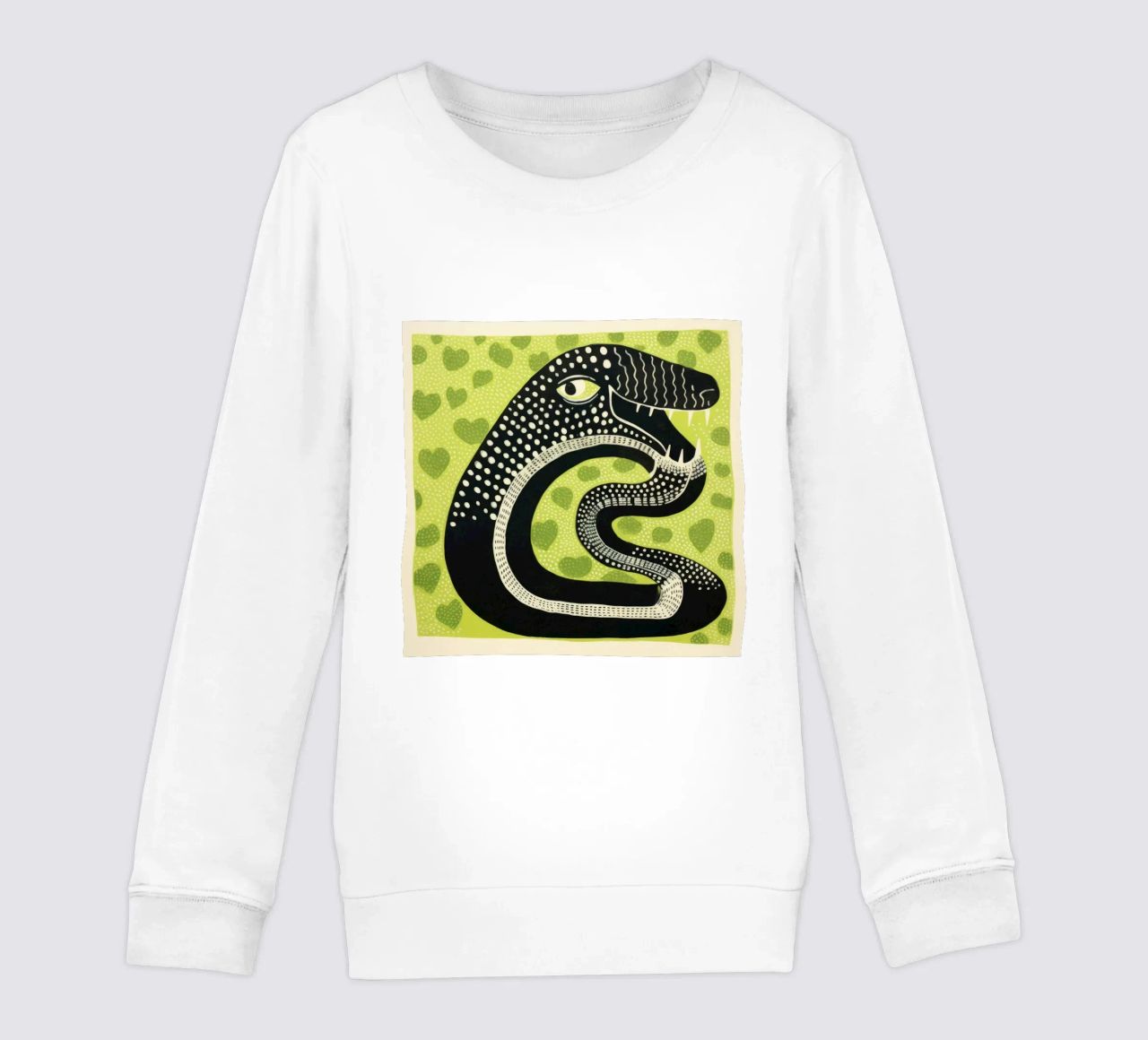 Cobra verde 1 felpa bambino da Minimal Animal Art
