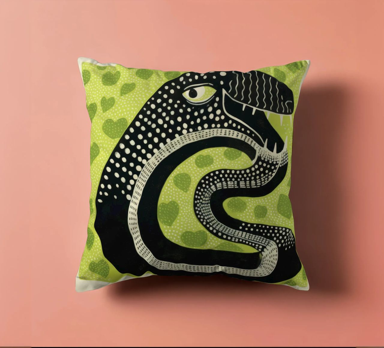 Cobra verde 1 cuscino da Minimal Animal Art