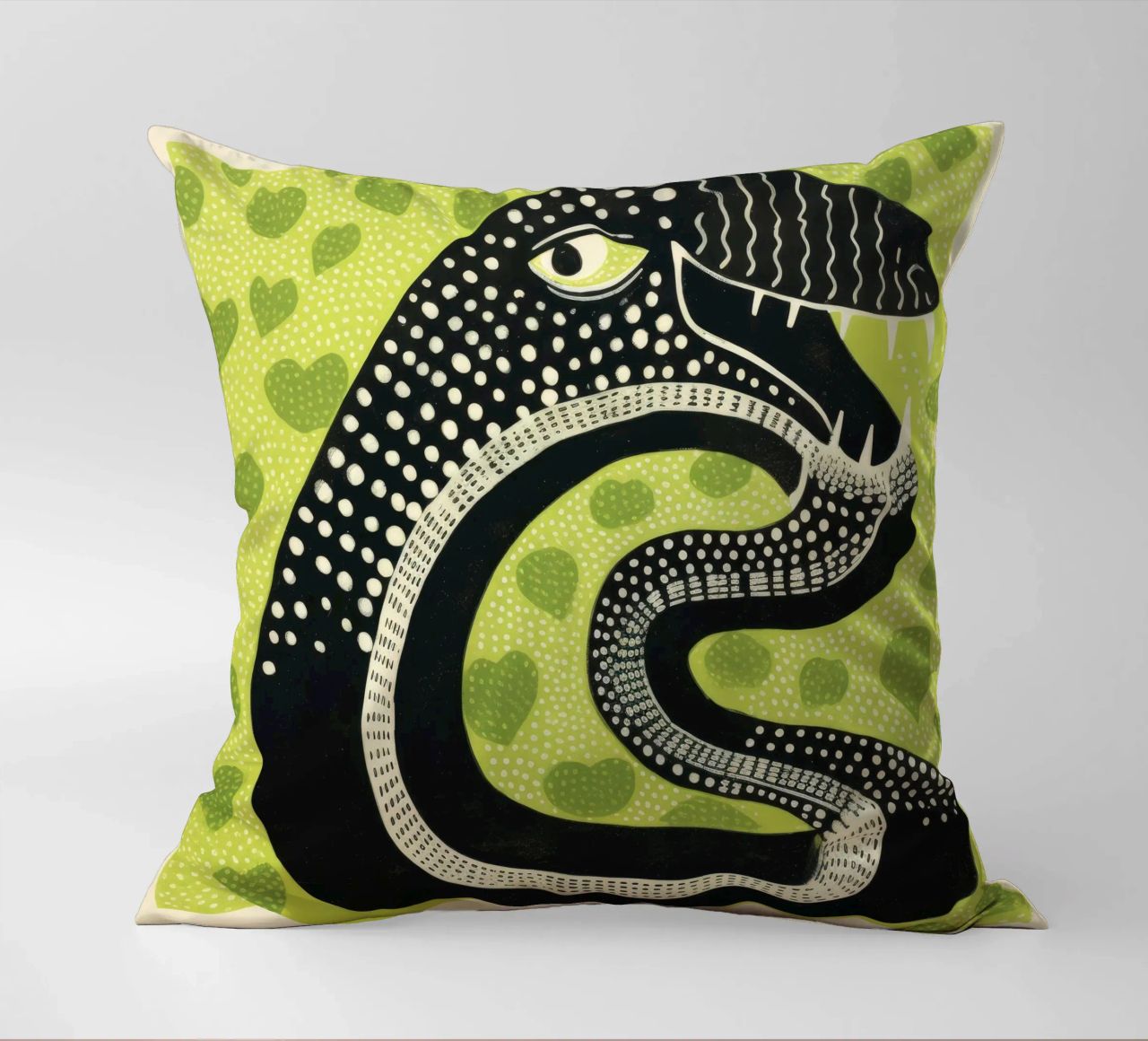 Cobra verde 1 cuscino da Minimal Animal Art