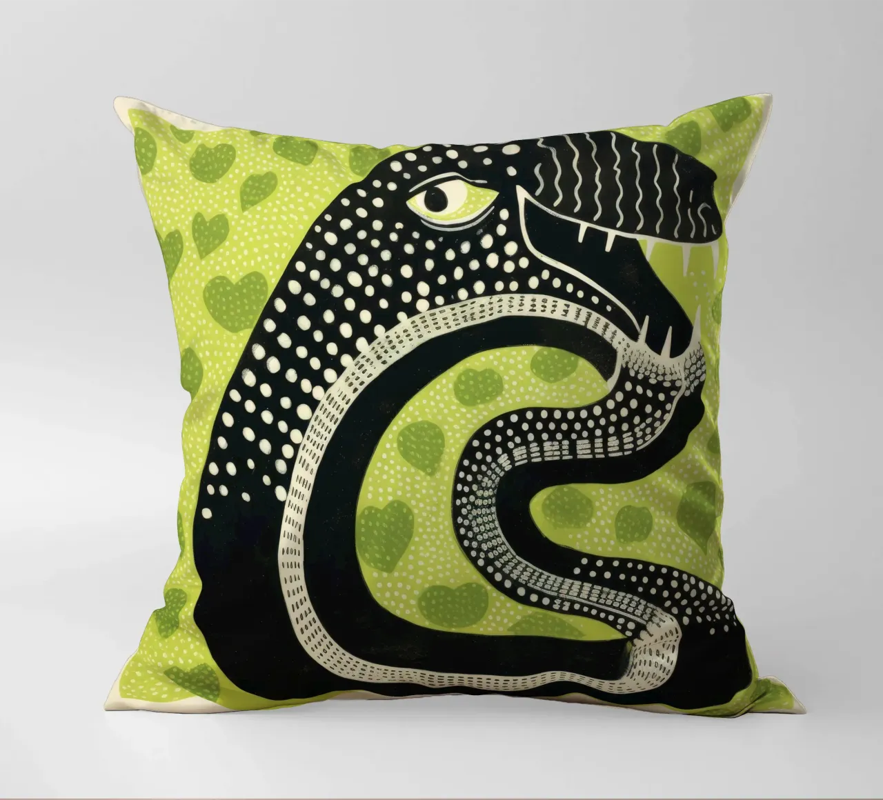 Cobra vert 1 coussin de Minimal Animal Art