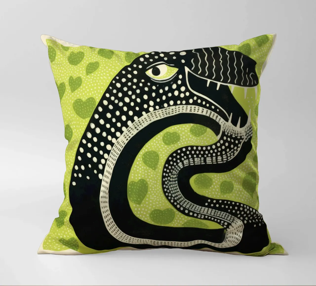 Grüne Kobra Kissen von Minimal Animal Art