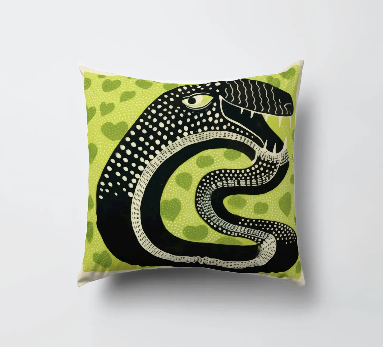 Grüne Kobra Kissen von Minimal Animal Art