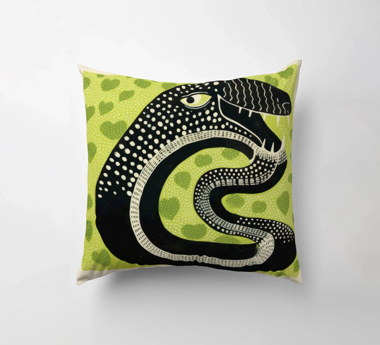 Cobra verde 1 cuscino da Minimal Animal Art