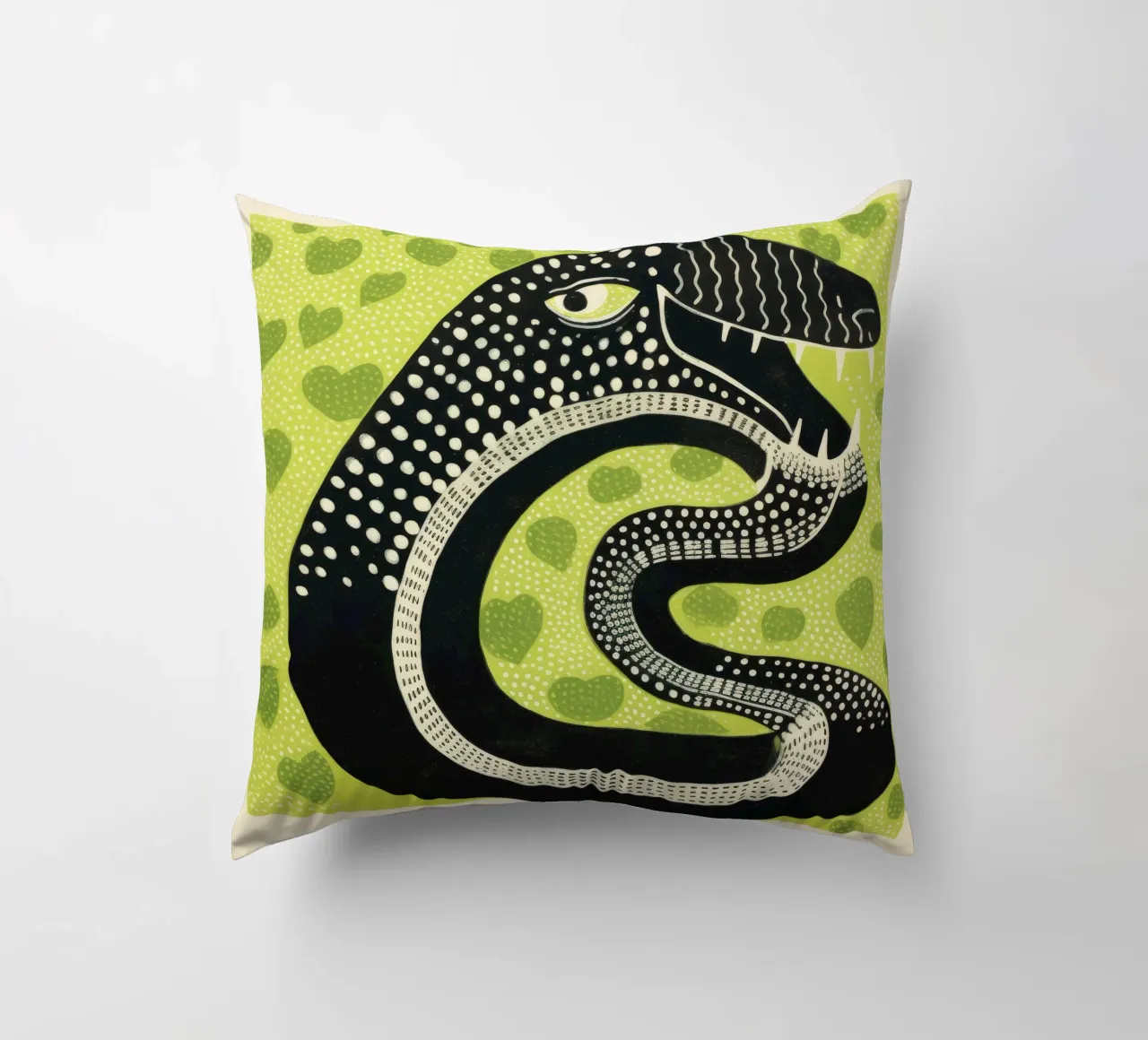 Grüne Kobra 1 Kissen von Minimal Animal Art