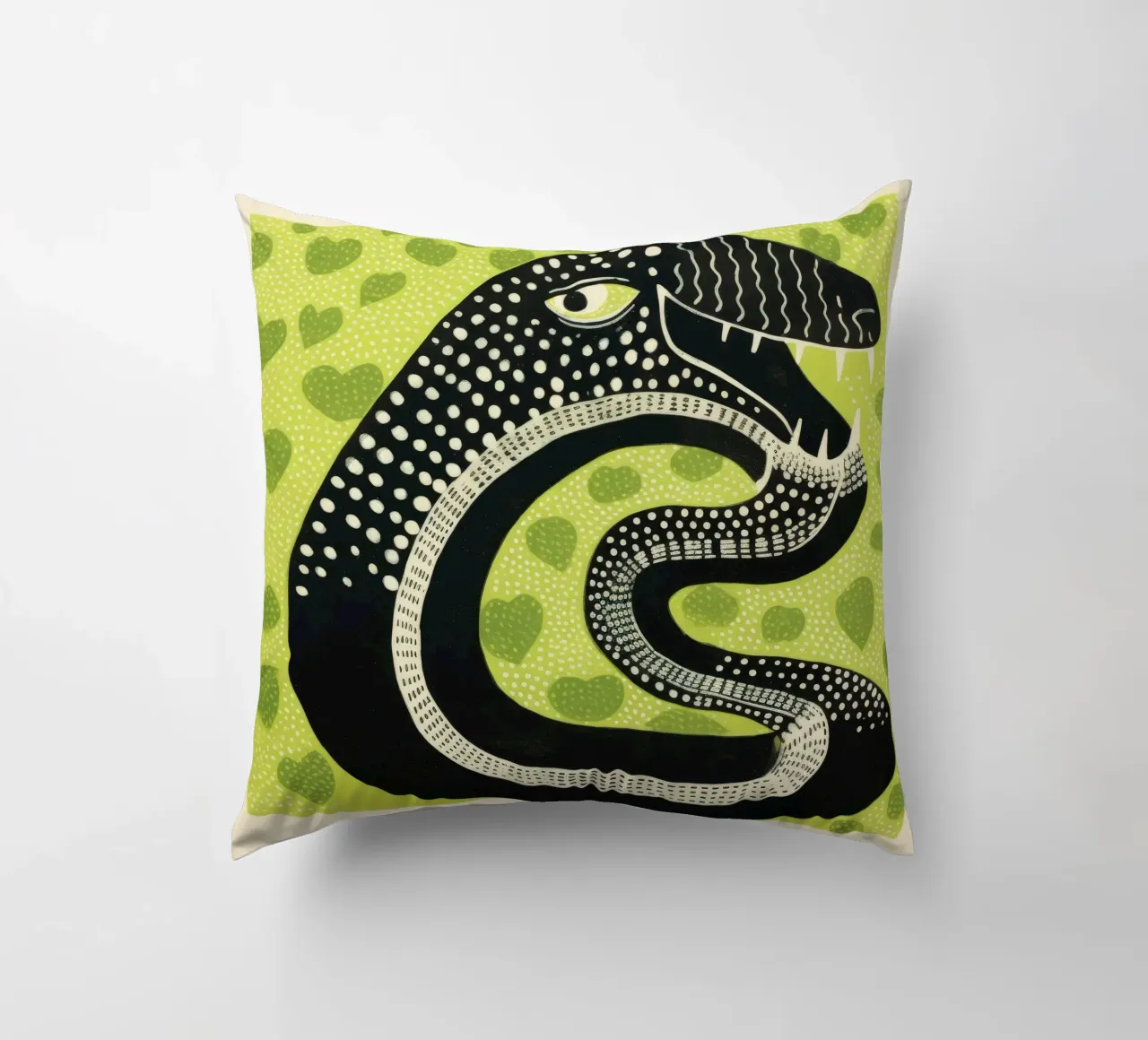 Grüne Kobra Kissen von Minimal Animal Art