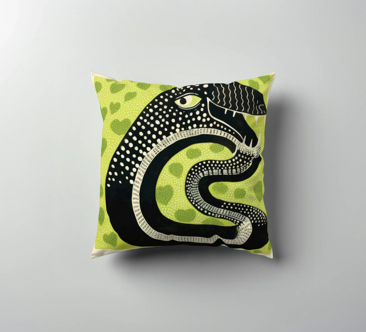 Cobra verde 1 cuscino da Minimal Animal Art