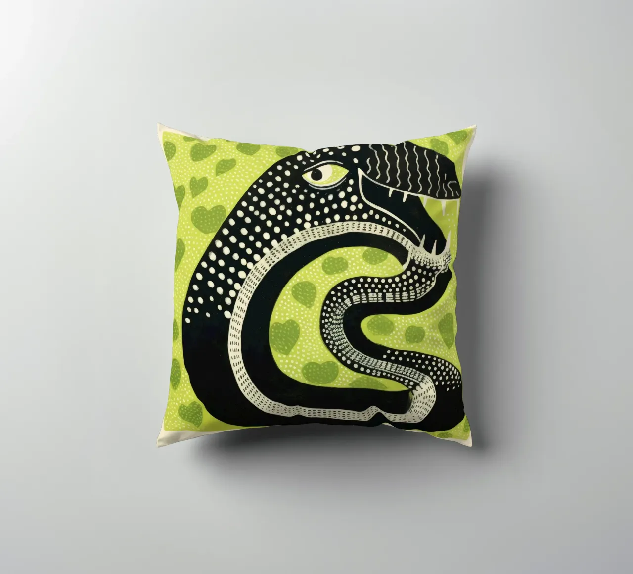 Grüne Kobra Kissen von Minimal Animal Art