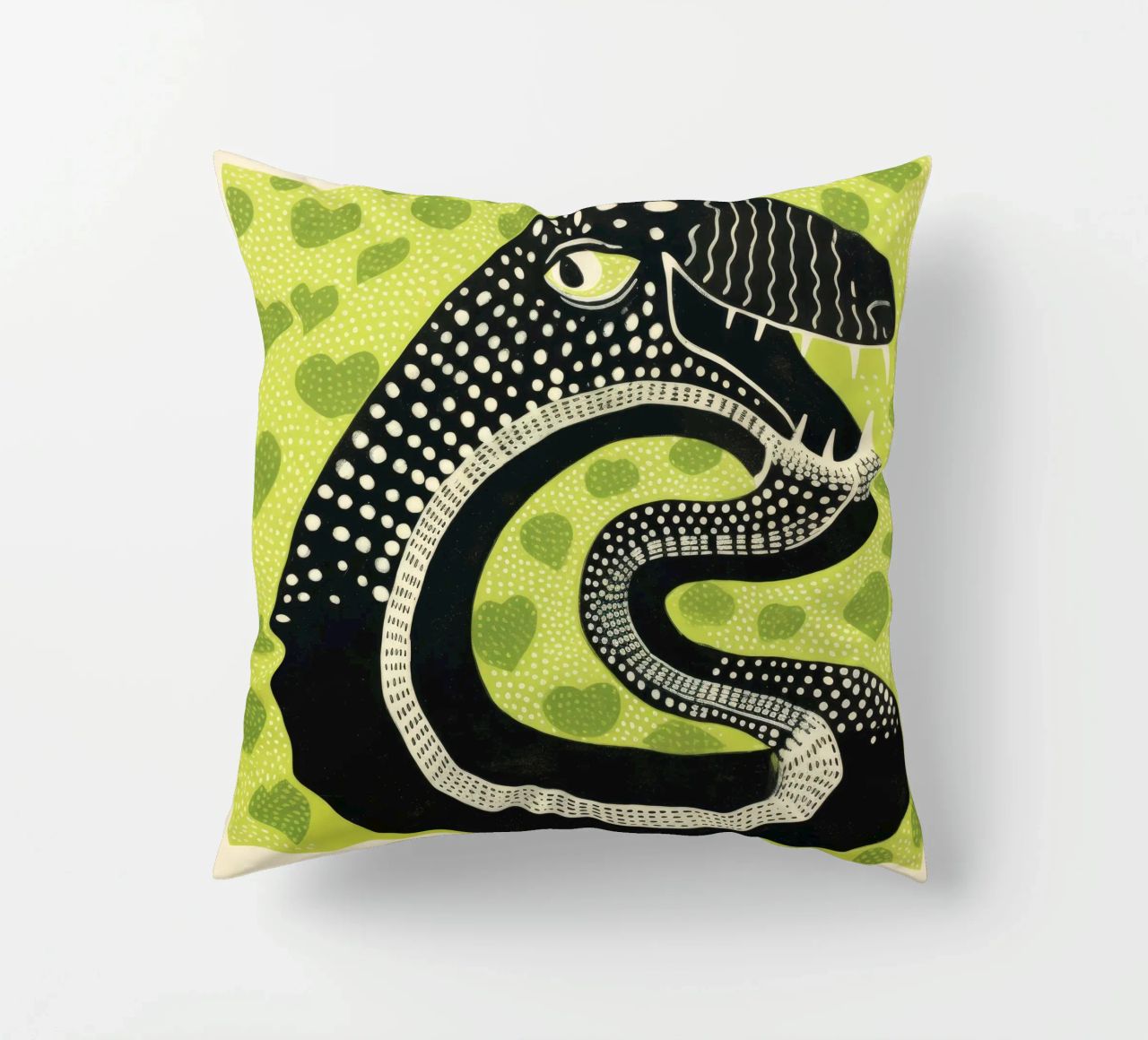 Cobra verde 1 cuscino da Minimal Animal Art