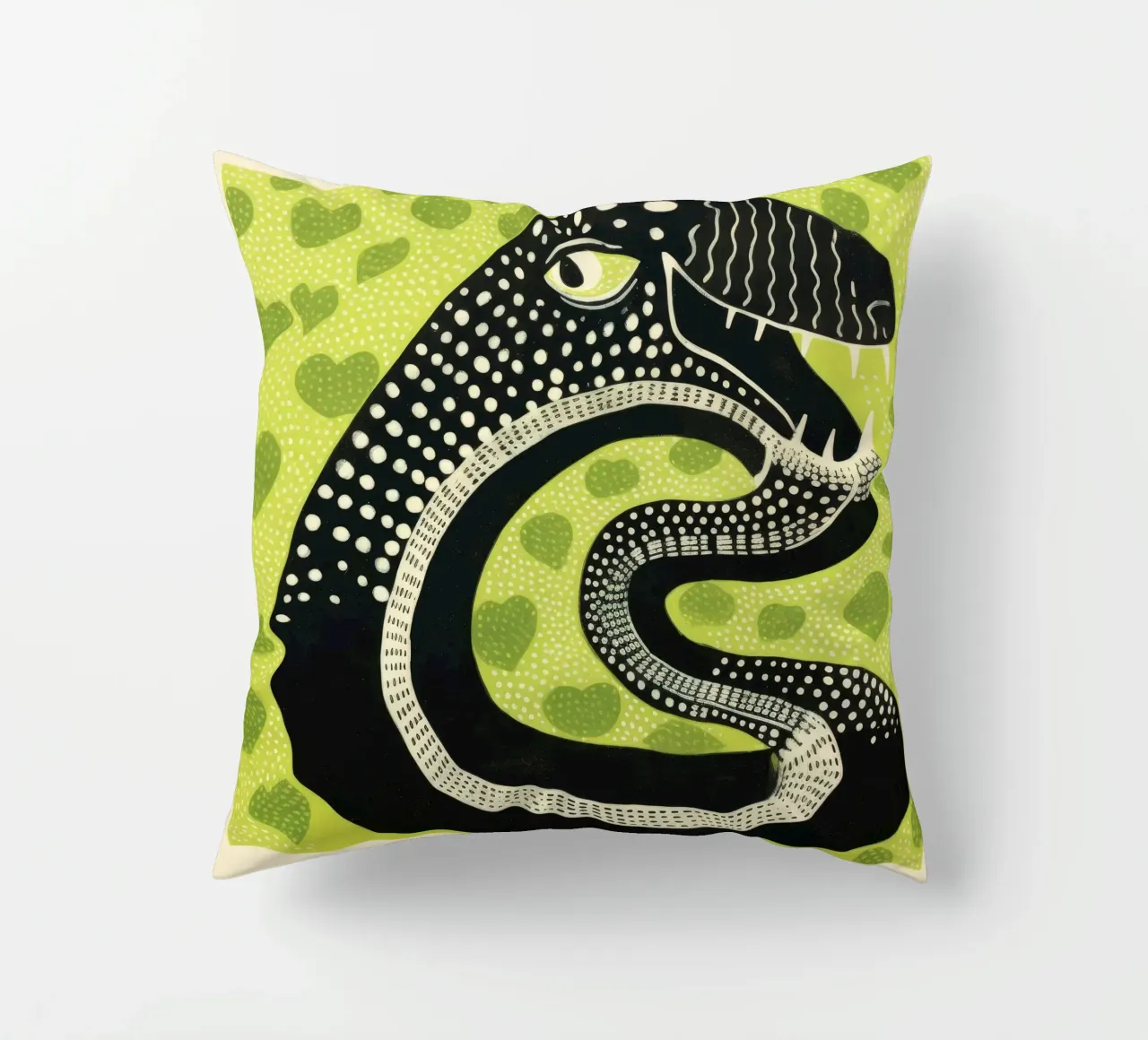 Grüne Kobra Kissen von Minimal Animal Art