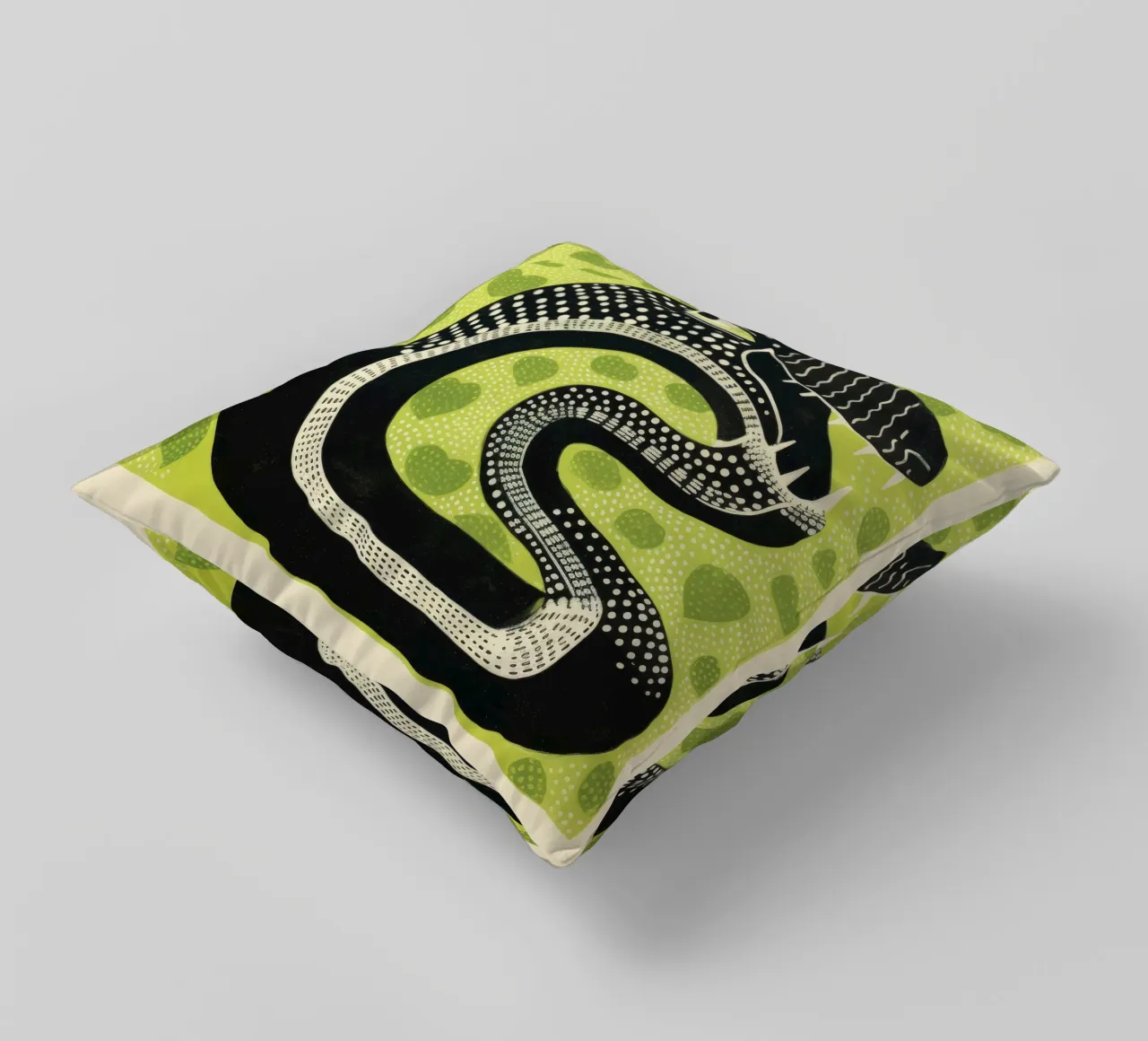 Cobra vert 1 coussin de Minimal Animal Art