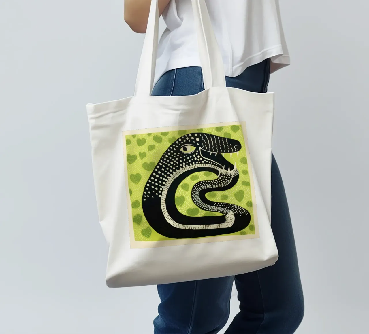 Cobra verde borsa in juta da Minimal Animal Art