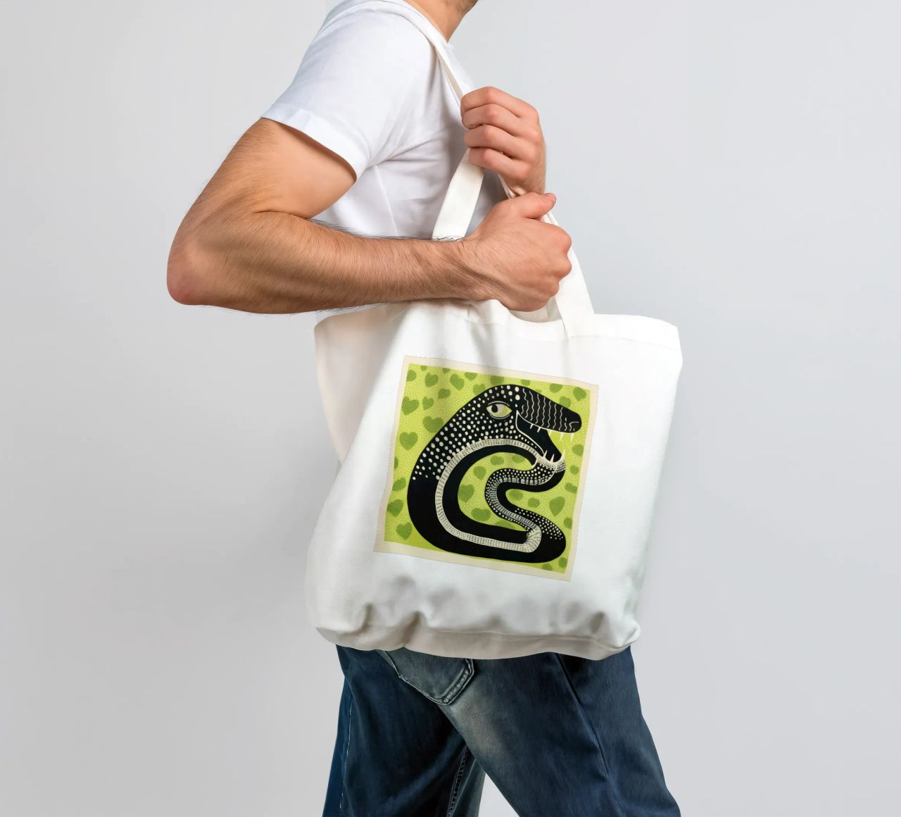 Cobra verde 1 borsa in juta da Minimal Animal Art