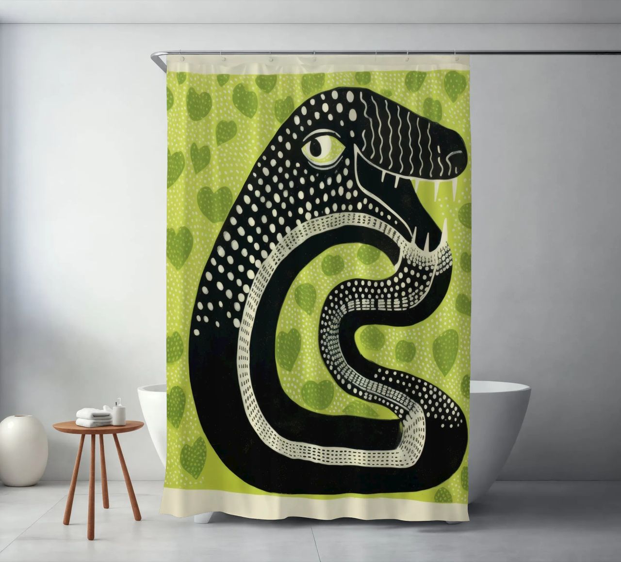 Cobra verde 1 tenda da doccia da Minimal Animal Art