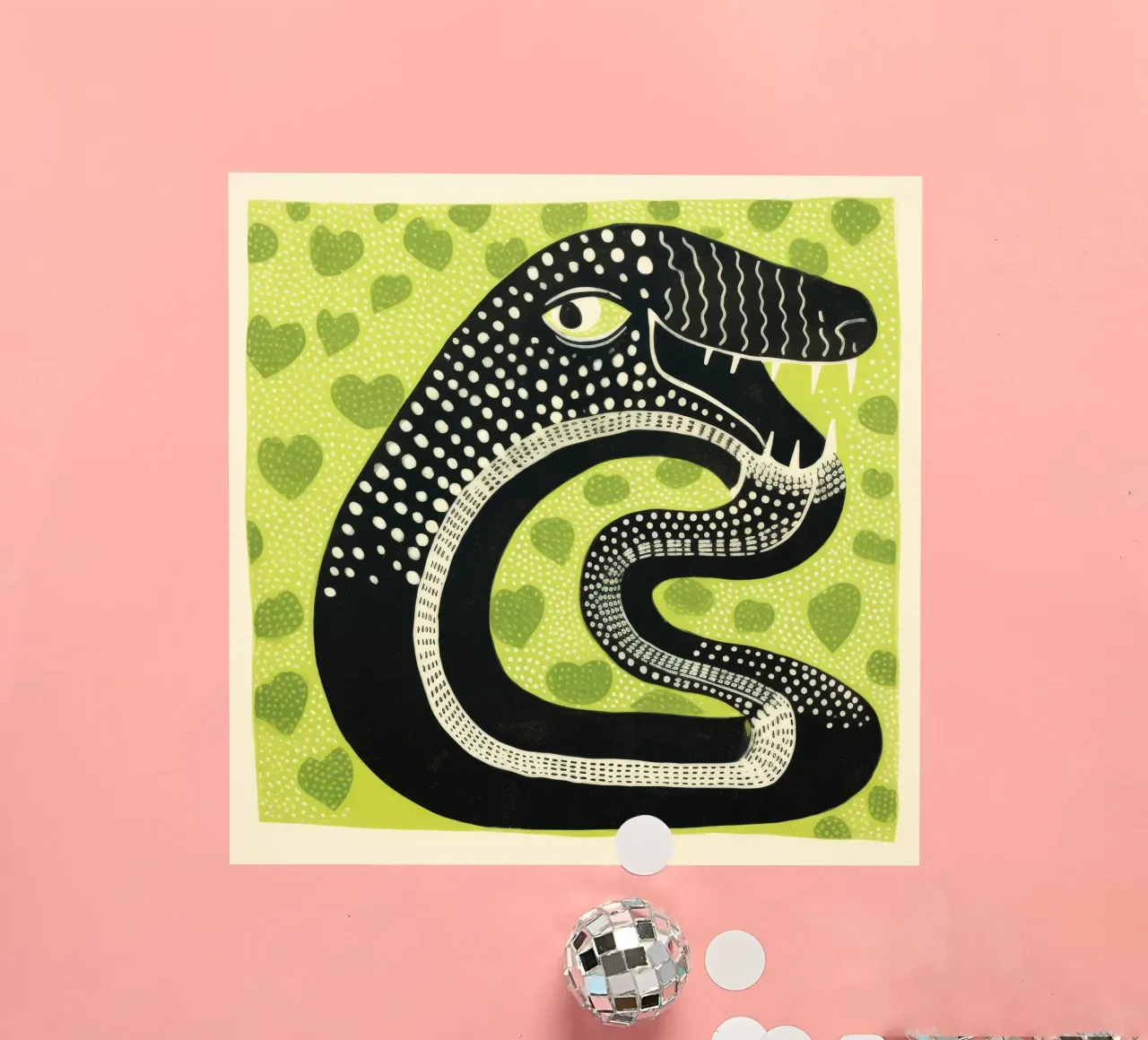 Cobra vert 1 autocollant de Minimal Animal Art