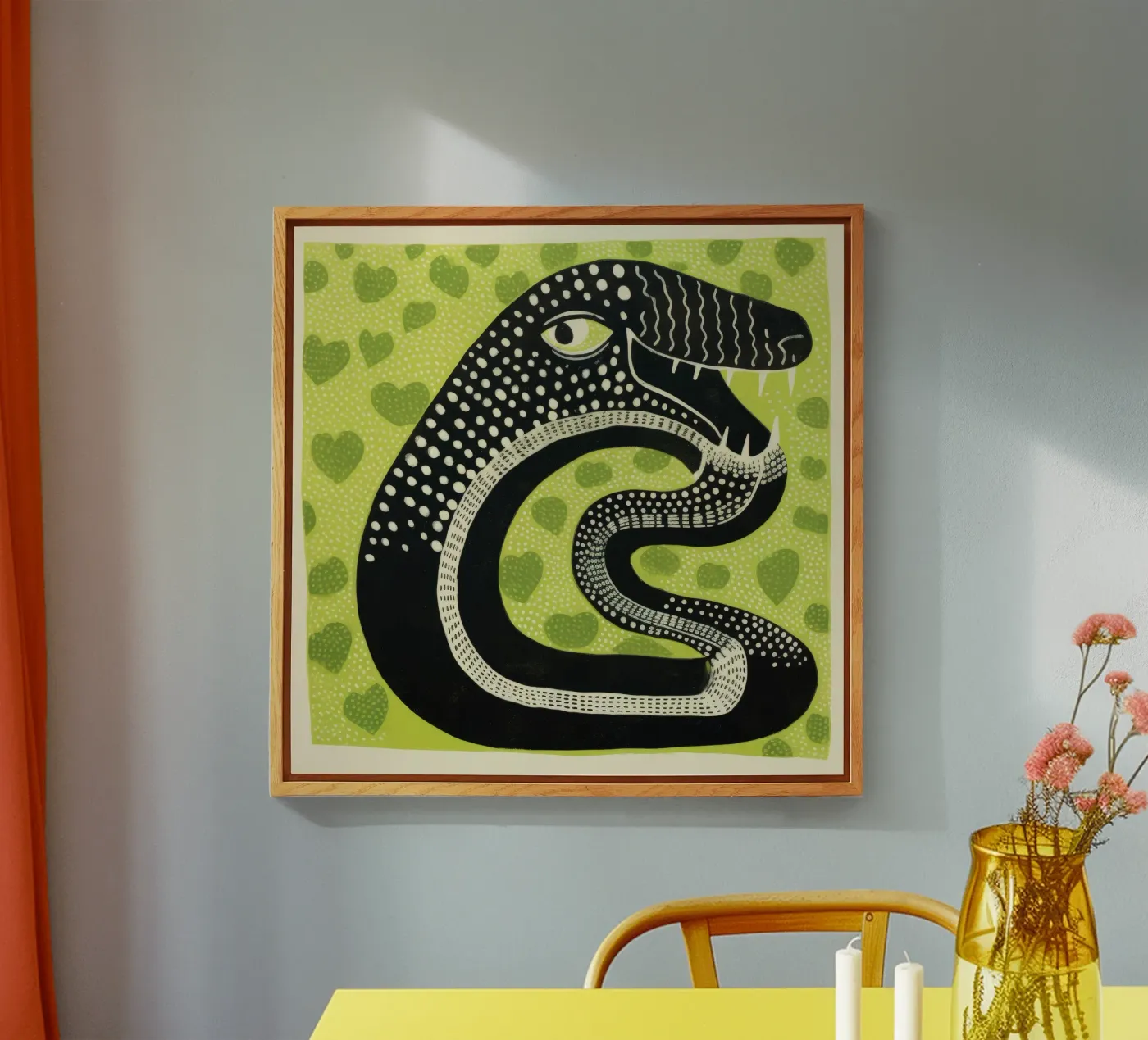 Green Cobra acryl van Minimal Animal Art