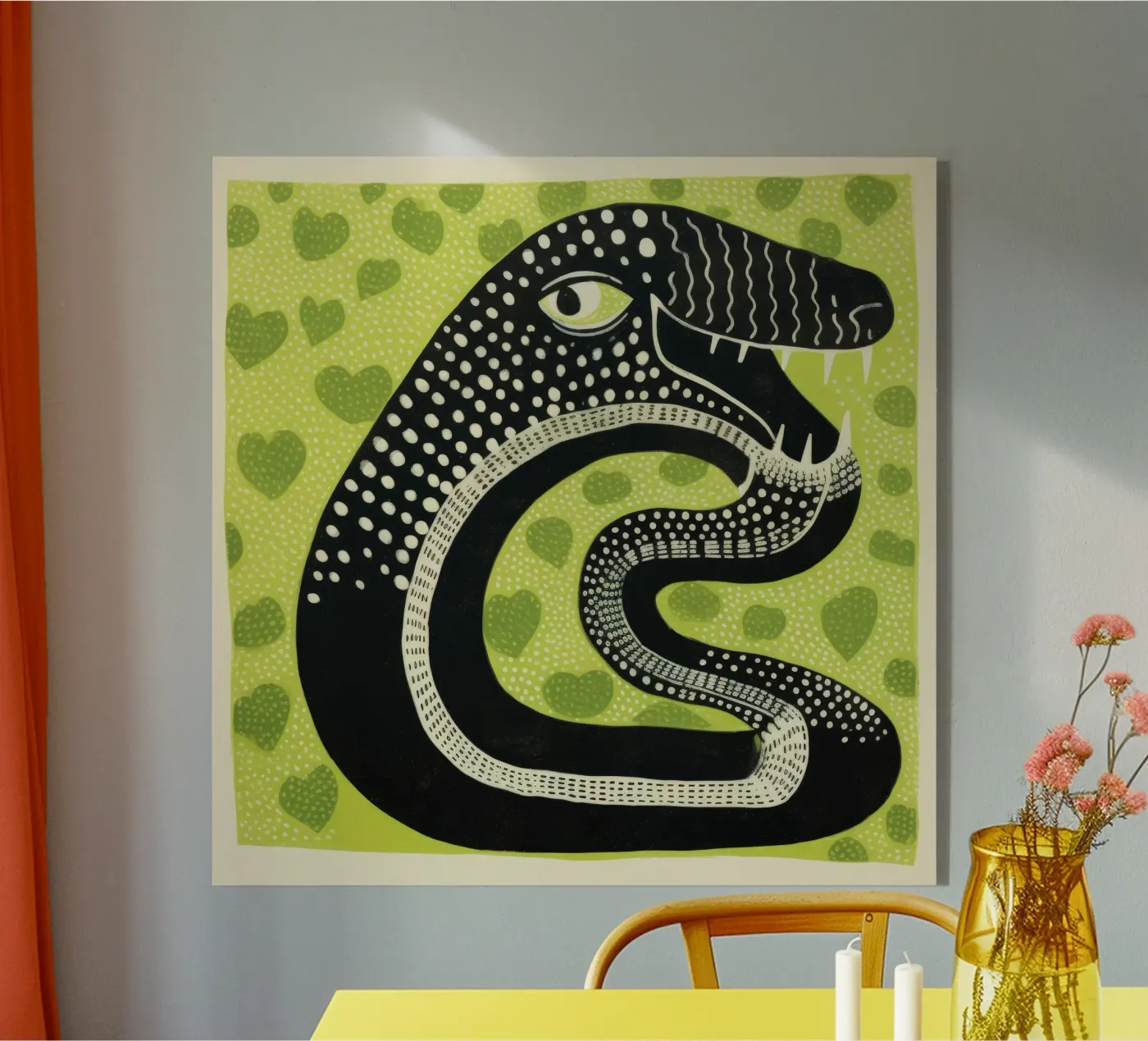 Green Cobra acryl van Minimal Animal Art
