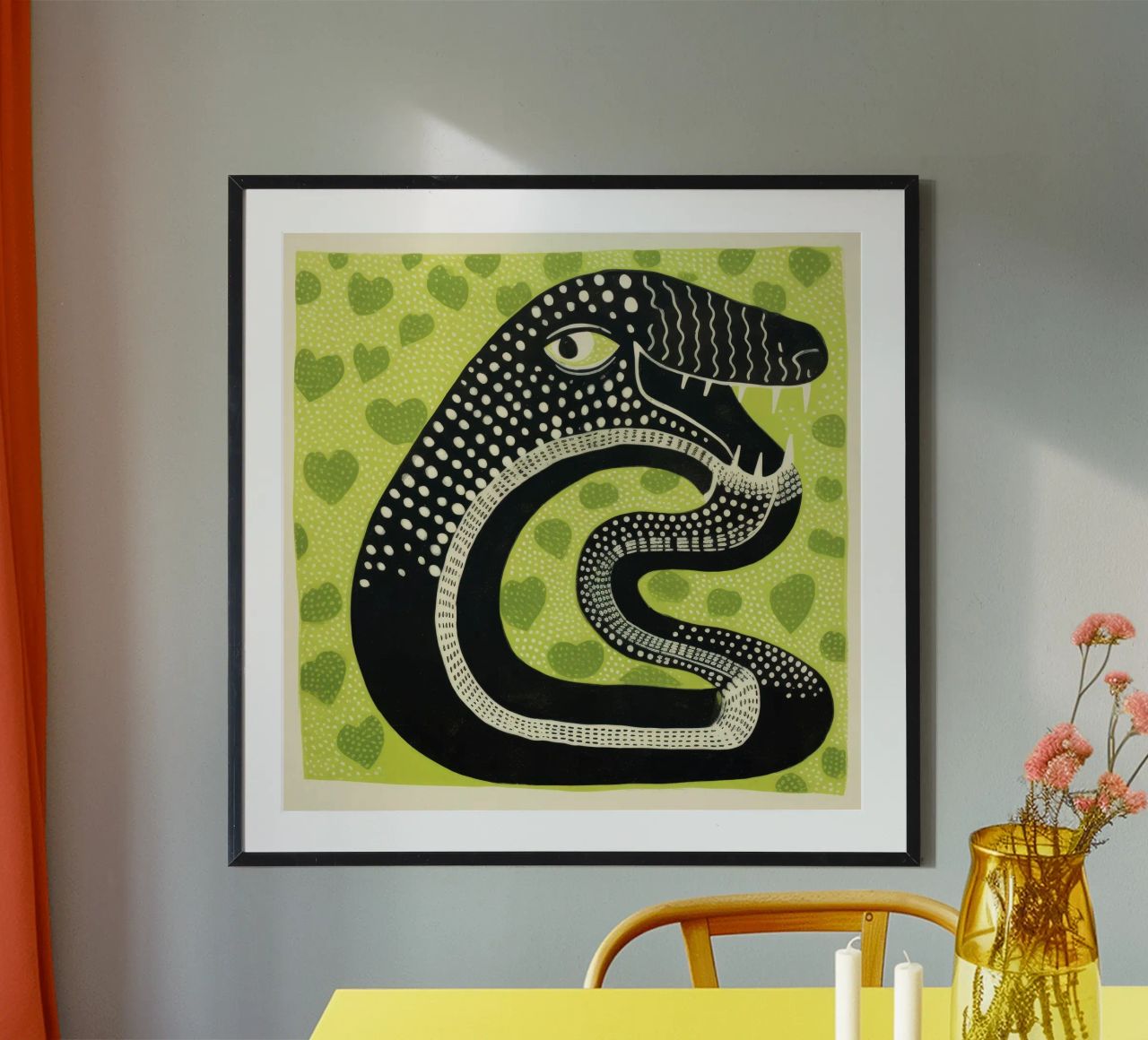 Cobra verde 1 carta hahnemühle da Minimal Animal Art