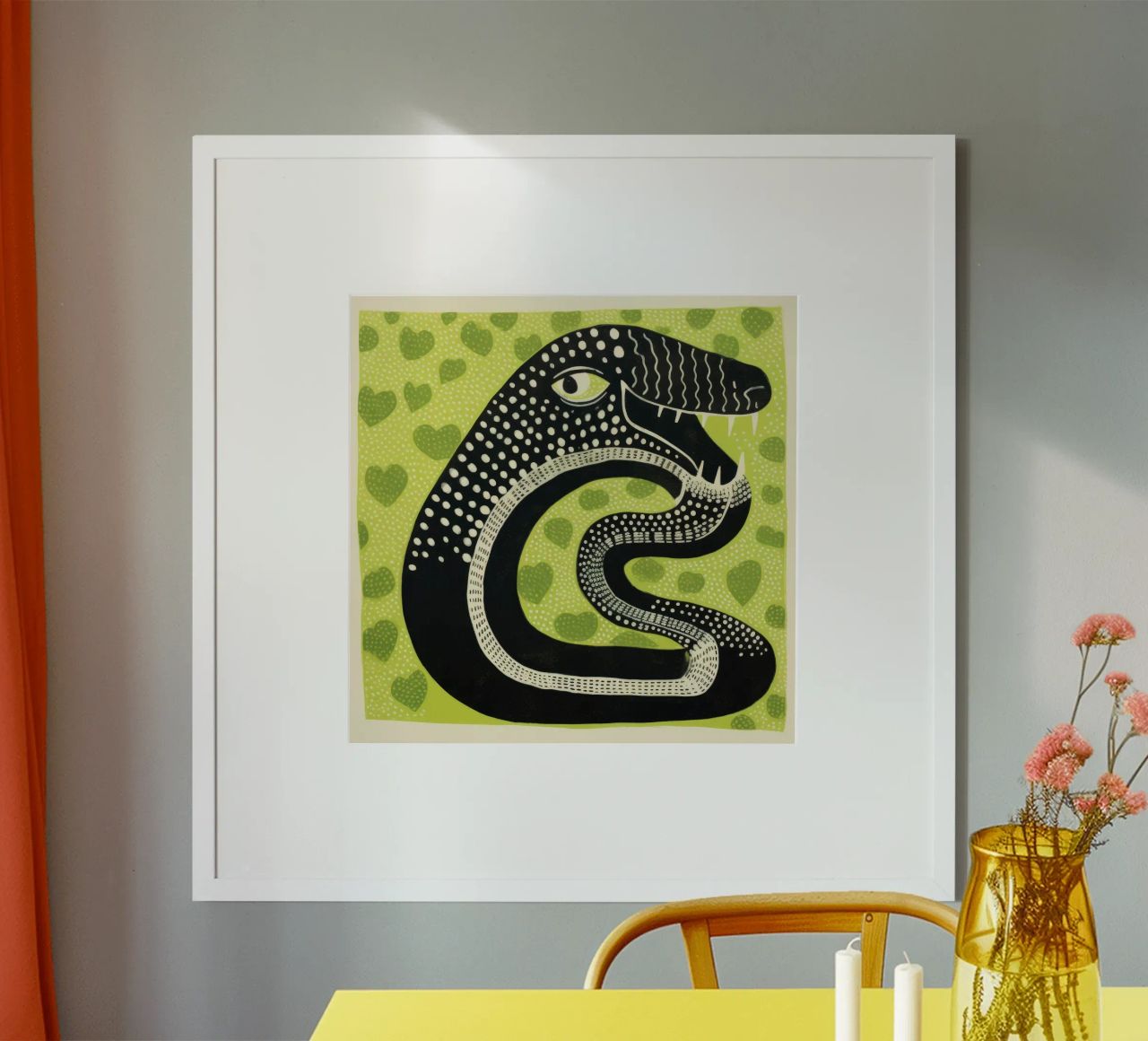 Cobra verde 1 carta hahnemühle da Minimal Animal Art