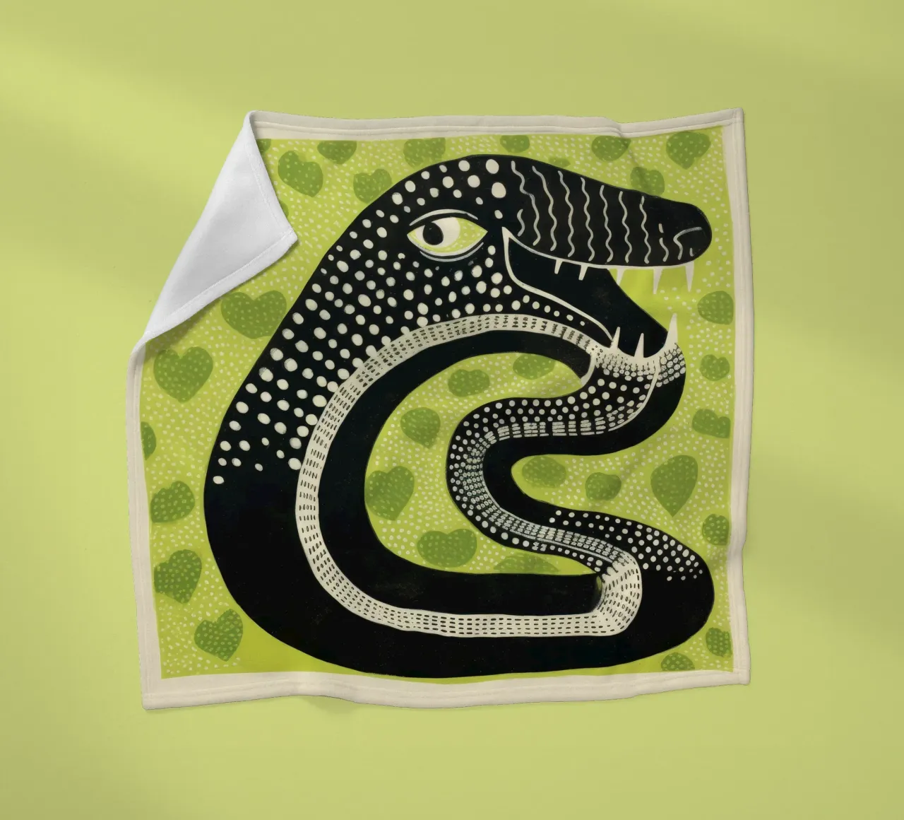 Green Cobra 1 fleecedeken van Minimal Animal Art