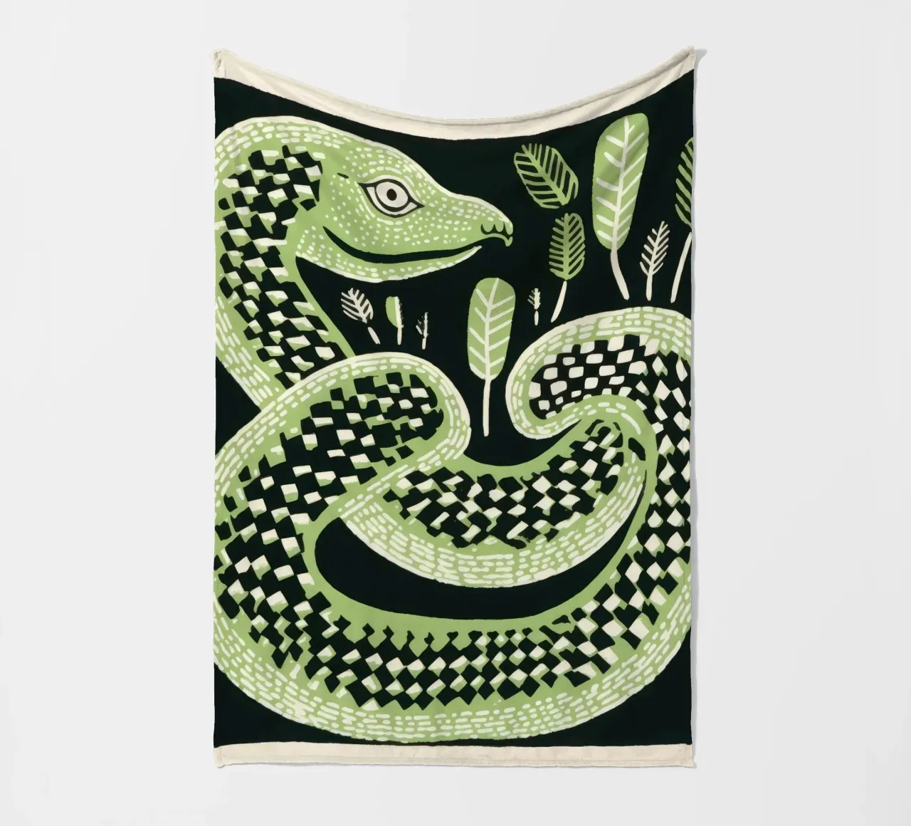 Cobra verde 2 coperta in pile da Minimal Animal Art