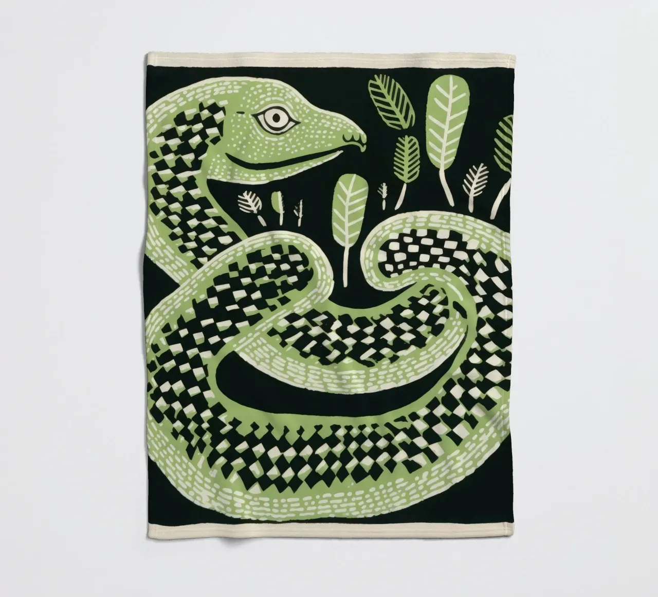 Cobra verde 2 coperta in pile da Minimal Animal Art