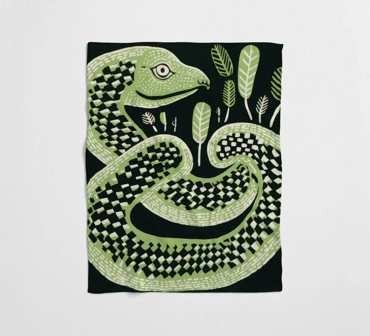 Cobra verde 2 coperta in pile da Minimal Animal Art