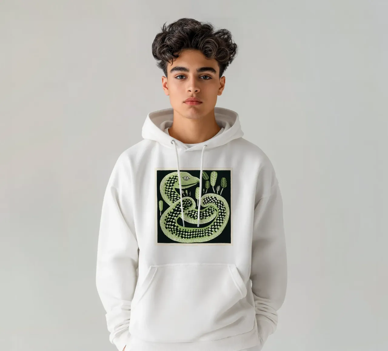 Cobra verde felpa con cappuccio da Minimal Animal Art
