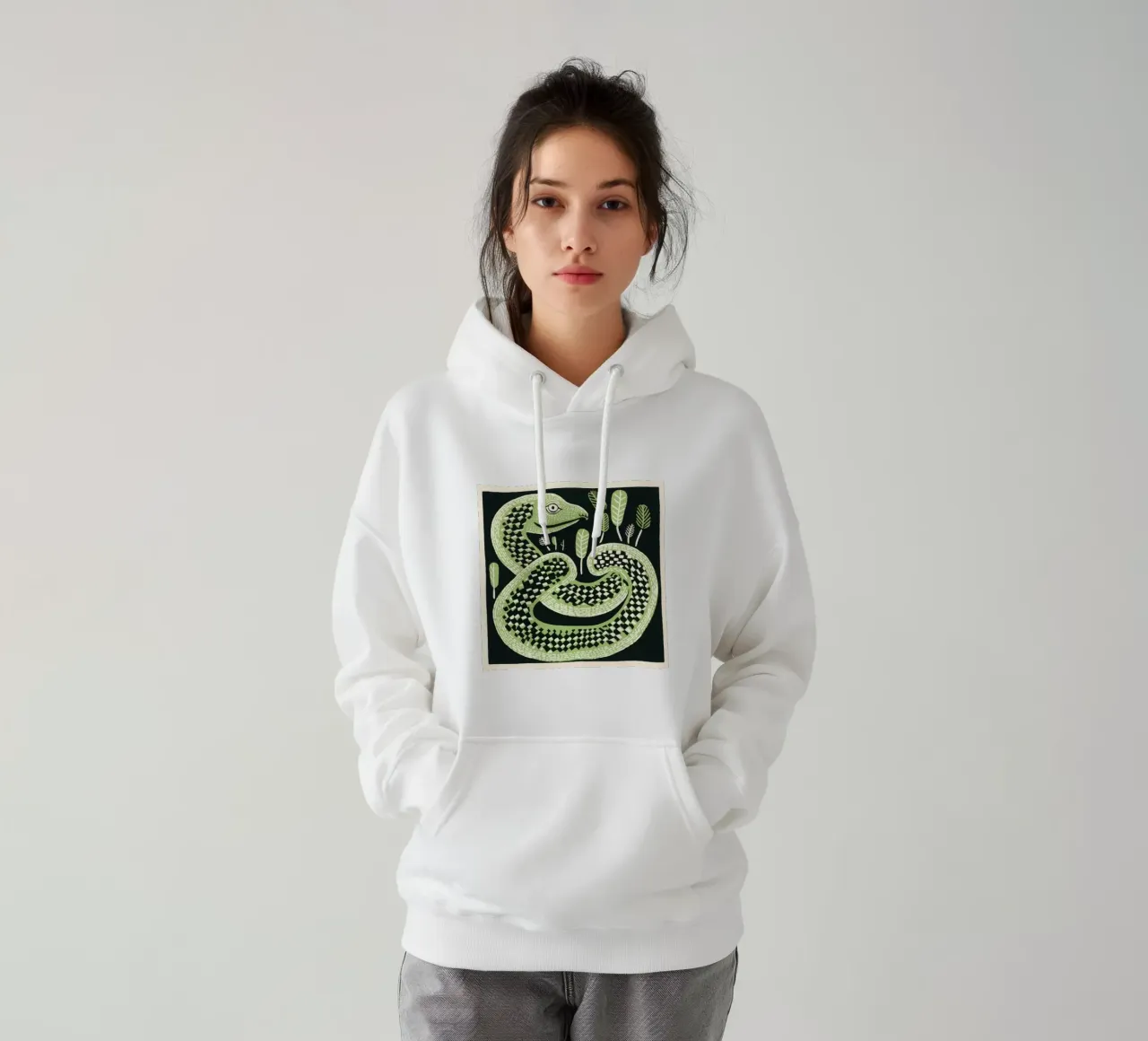 Cobra verde felpa con cappuccio da Minimal Animal Art