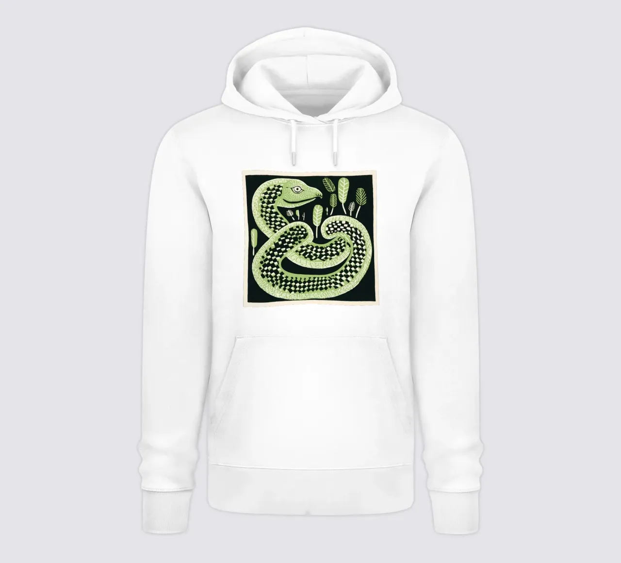Cobra verde 2 felpa con cappuccio da Minimal Animal Art