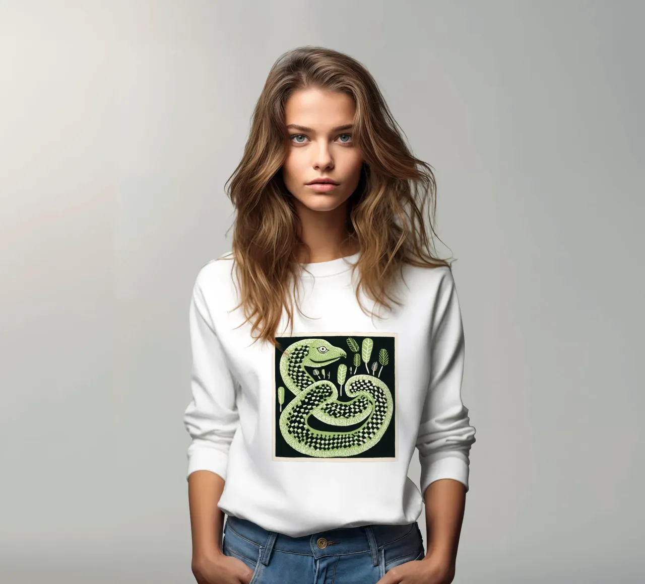 Green Cobra 2 sweatshirt van Minimal Animal Art
