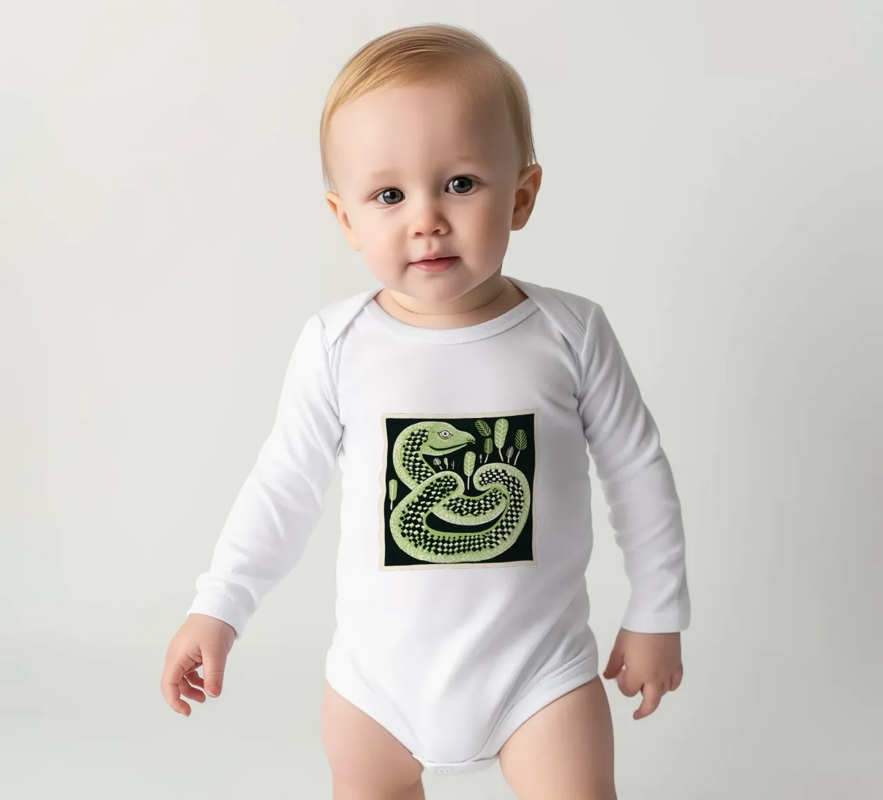 Cobra verde 2 body neonato maniche lunghe da Minimal Animal Art