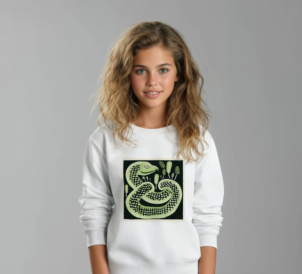 Green Cobra 2 kids sweatshirt by Minimal Animal Art