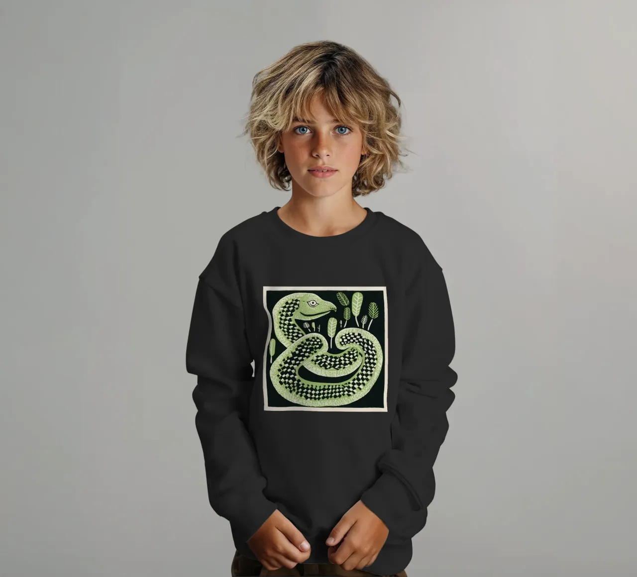 Cobra verde felpa bambino da Minimal Animal Art
