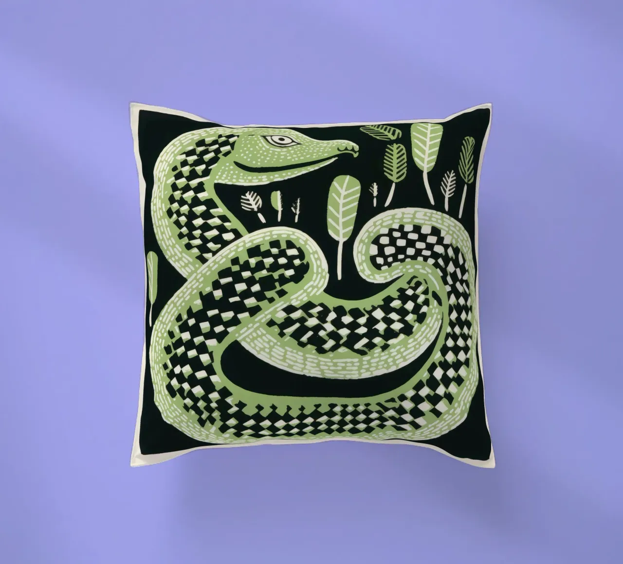 Cobra verde 2 cuscino da Minimal Animal Art
