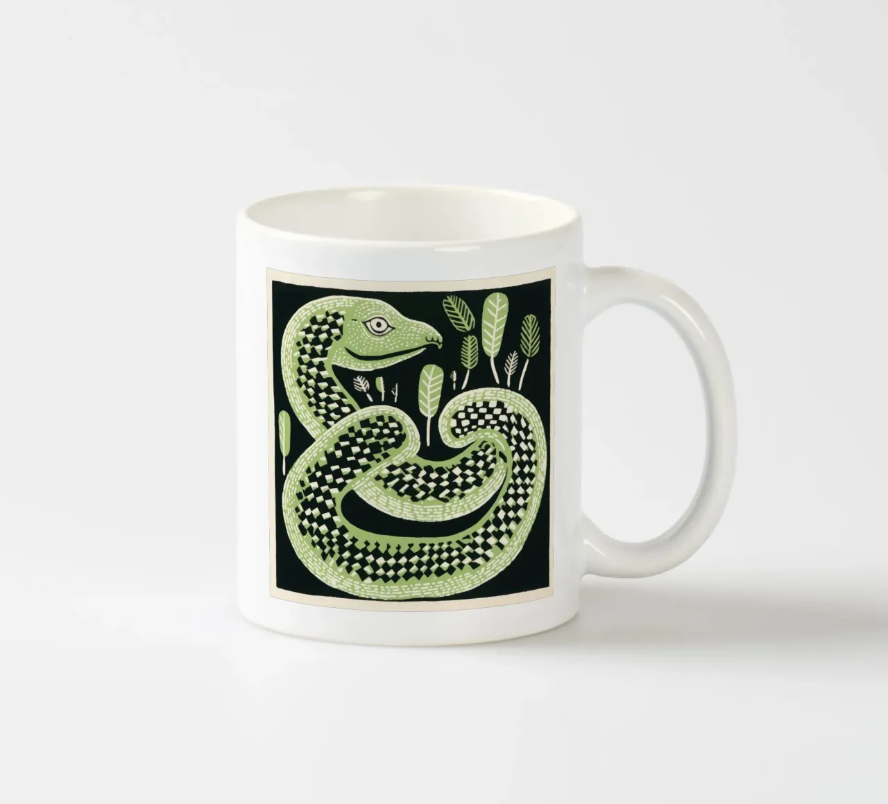 Cobra Verde 2 taza de cerámica de Minimal Animal Art
