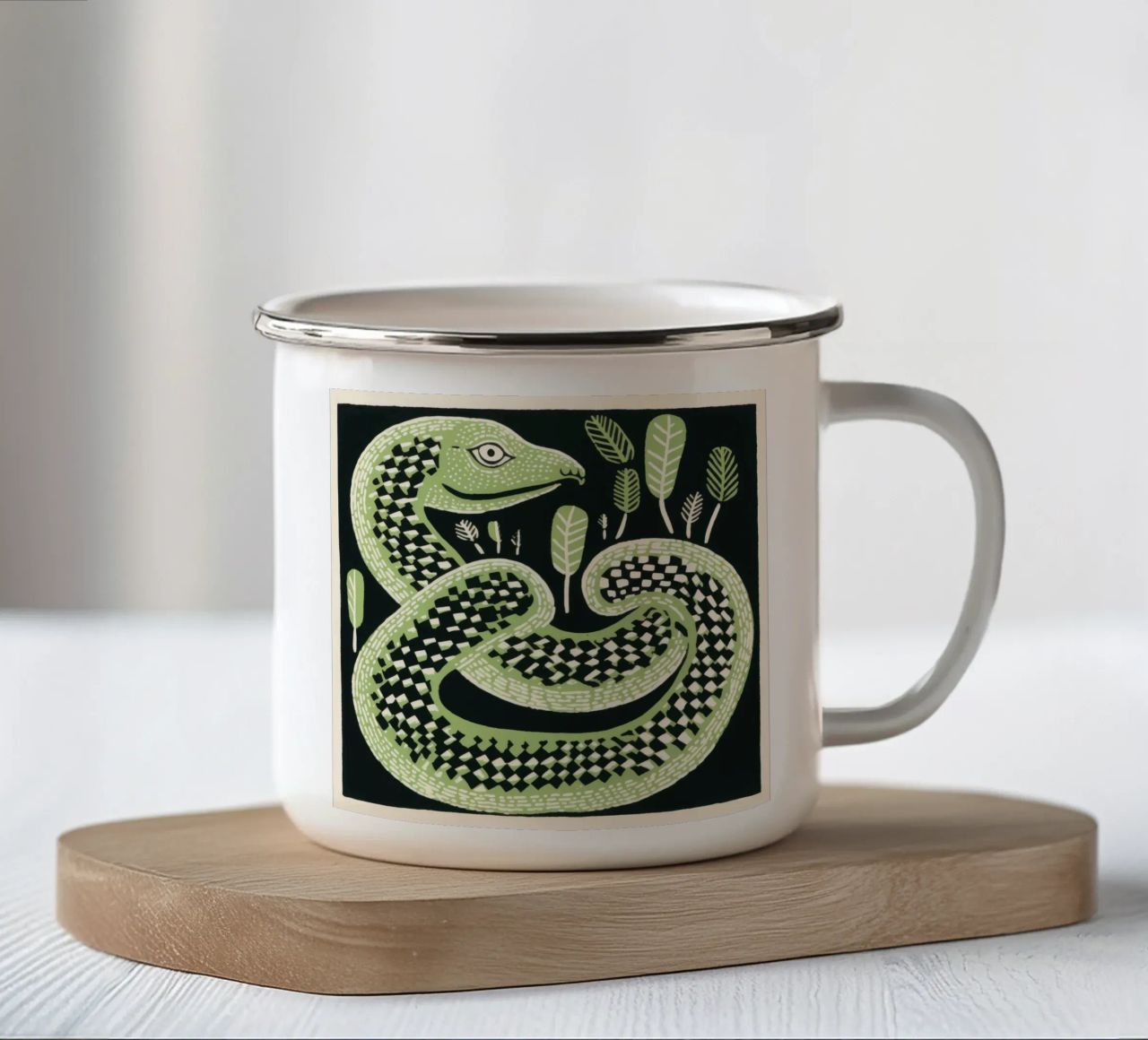 Cobra verde 2 tazza in smalto da Minimal Animal Art