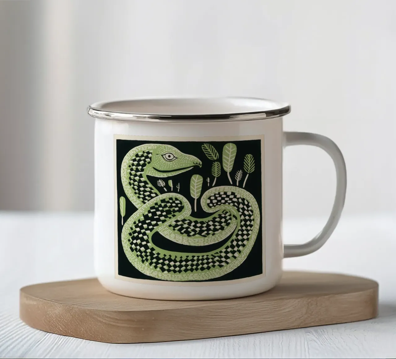 Cobra verde 2 tazza in smalto da Minimal Animal Art