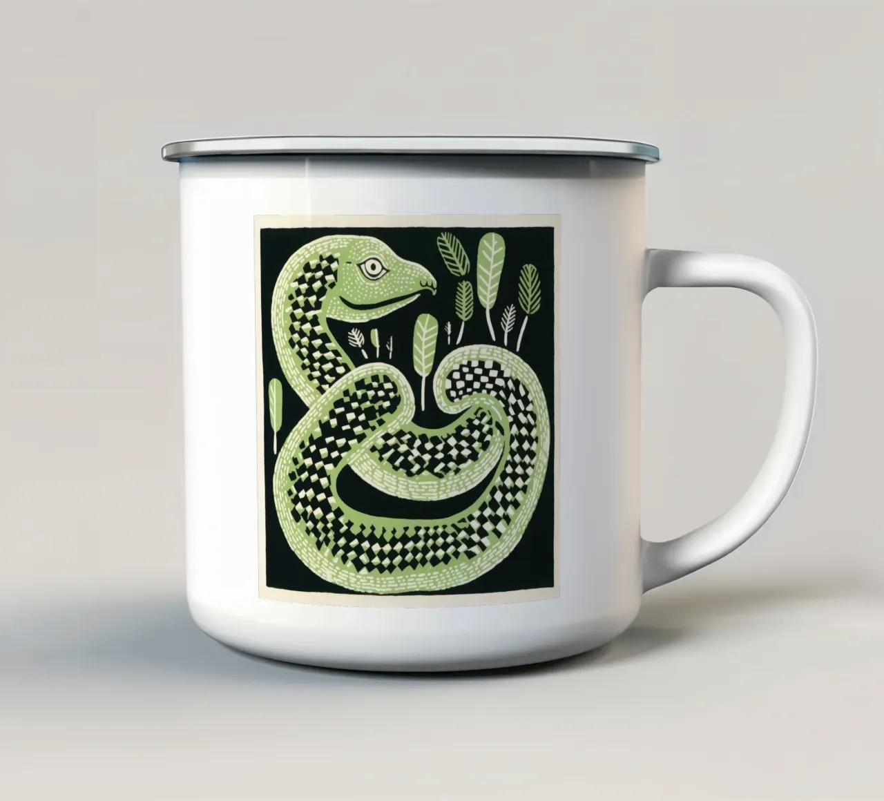 Cobra verde 2 tazza in smalto da Minimal Animal Art