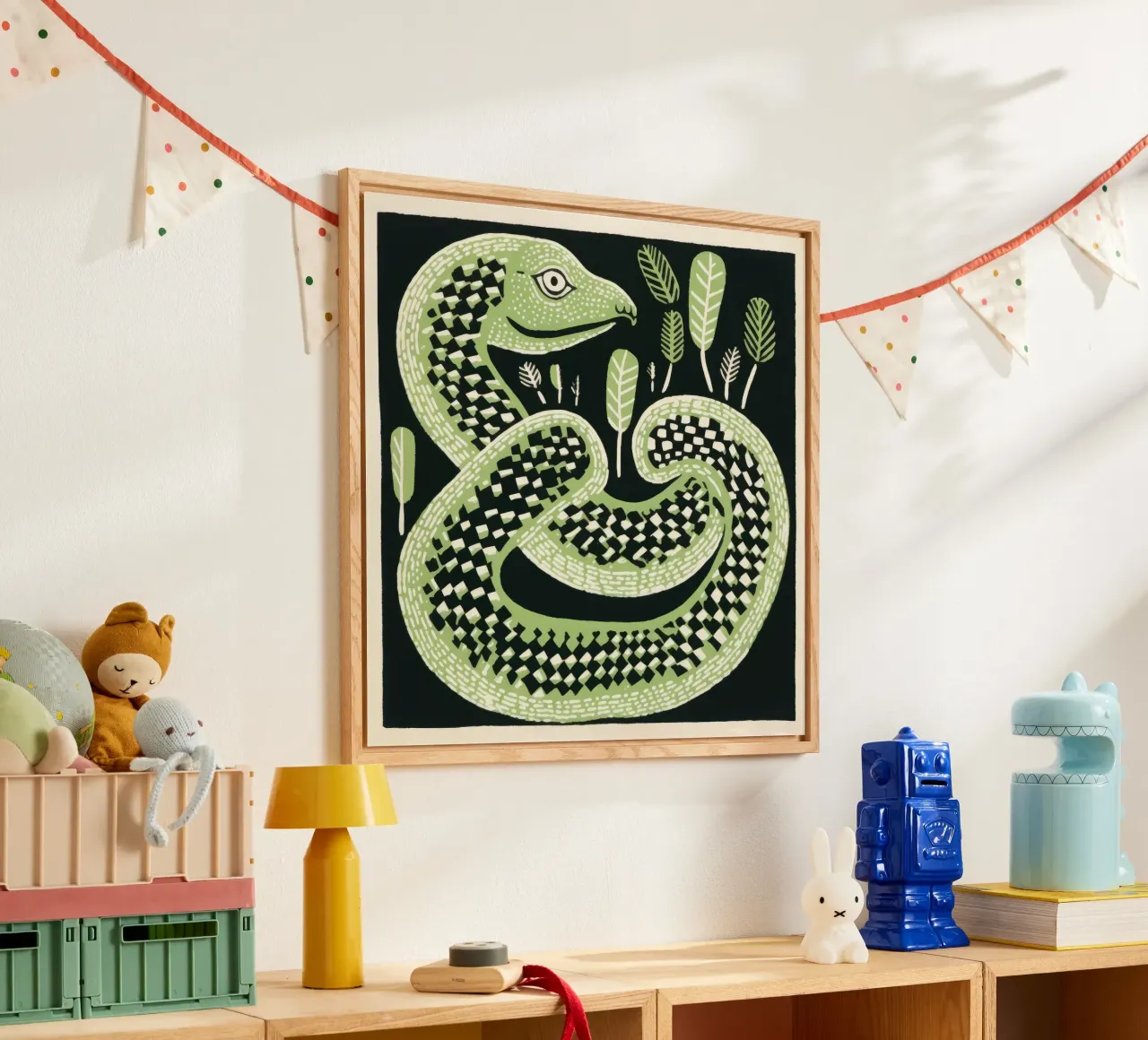 Grüne Kobra 2 Acryl-Glas von Minimal Animal Art