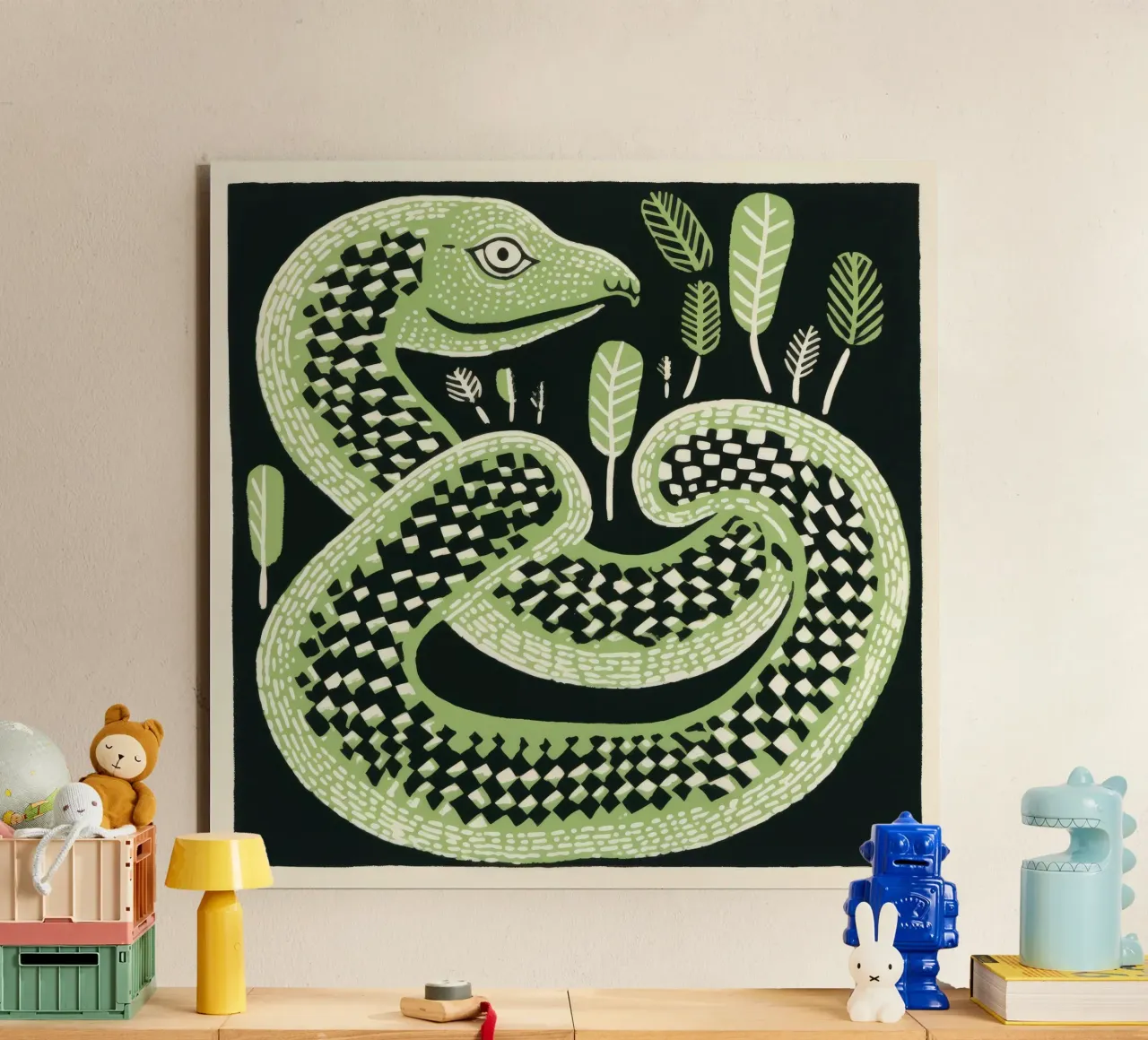 Cobra verde 2 alluminio dibond da Minimal Animal Art