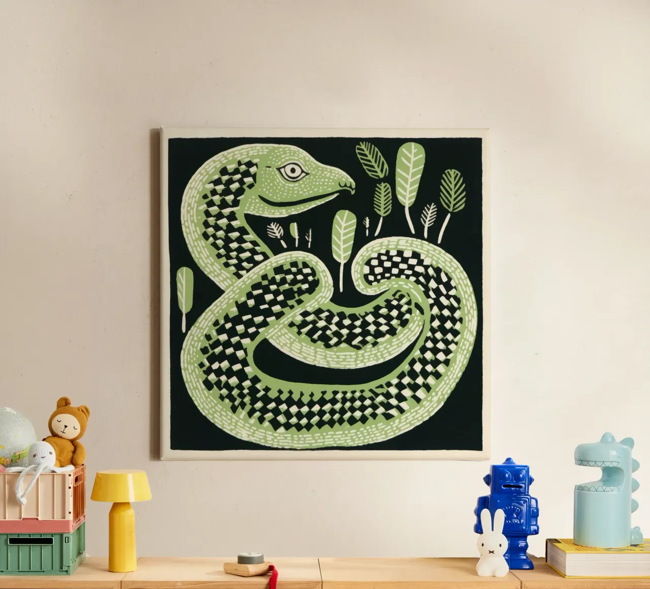 Cobra verde 2 tela da Minimal Animal Art