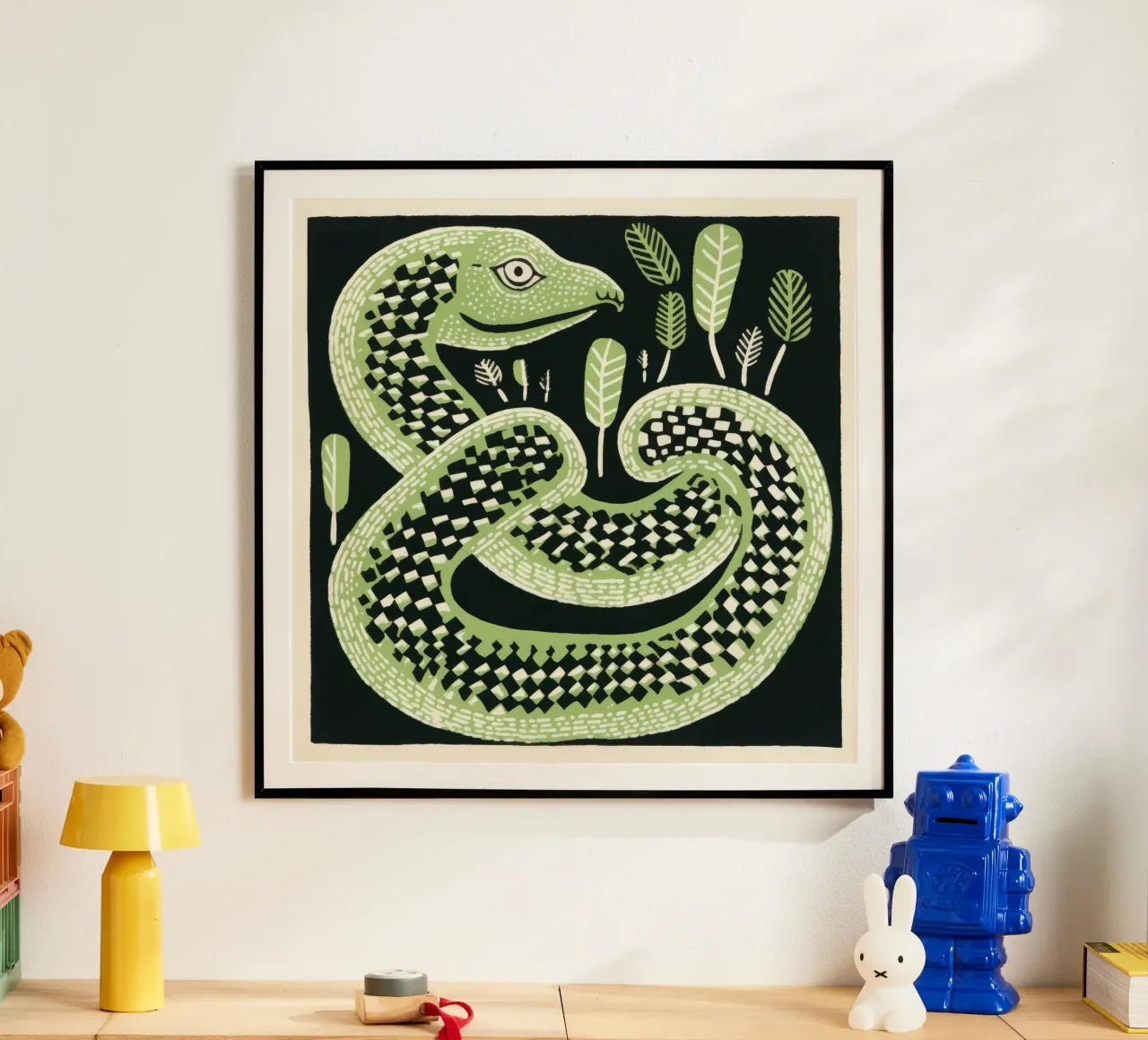 Cobra verde 2 carta hahnemühle da Minimal Animal Art