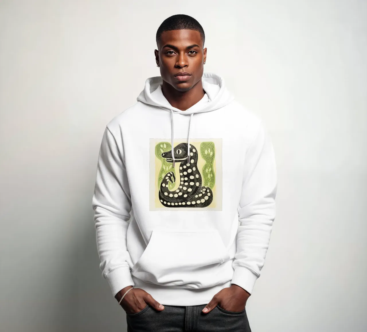 Cobra vert 3 sweat à capuche de Minimal Animal Art