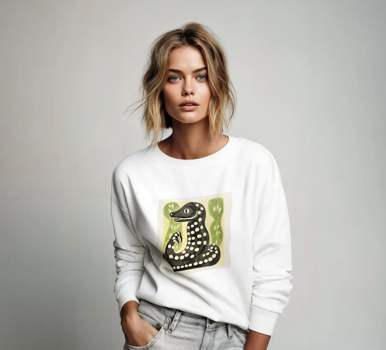 Grüne Kobra 3 Sweatshirt von Minimal Animal Art