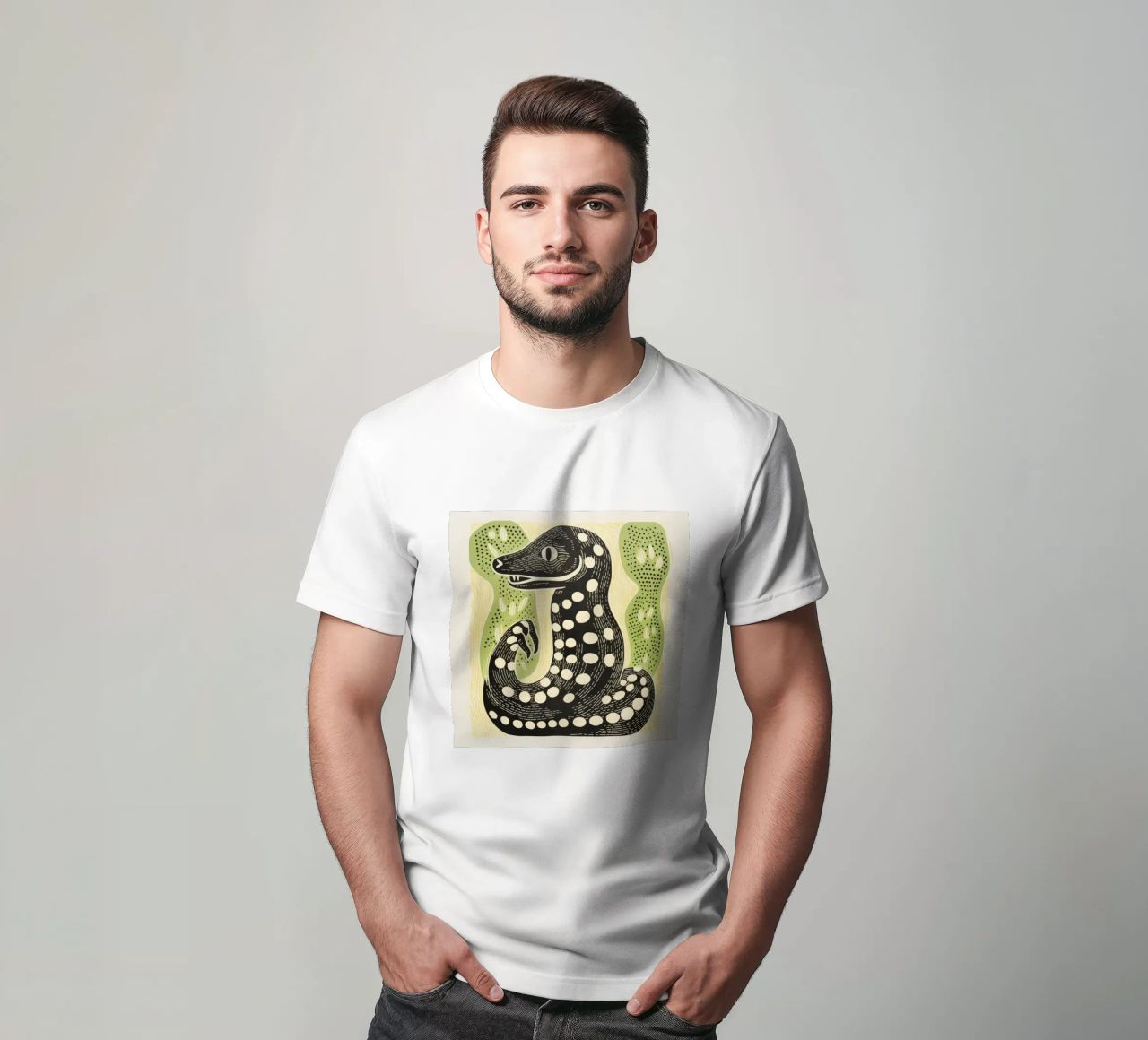 Cobra verde 3 t-shirt da Minimal Animal Art