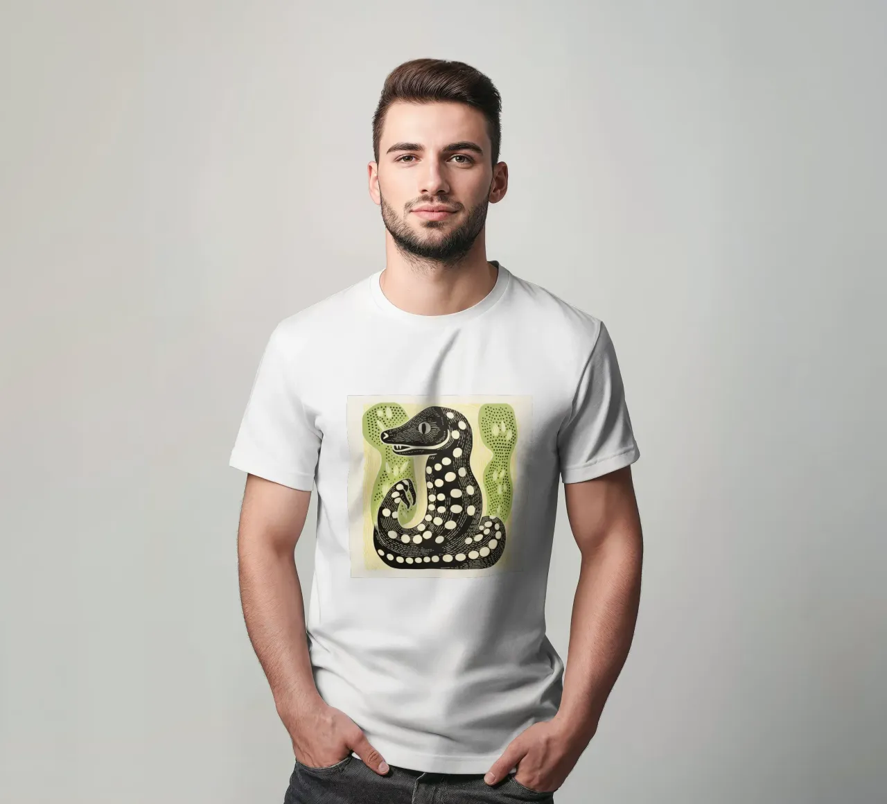 Cobra verde t-shirt da Minimal Animal Art